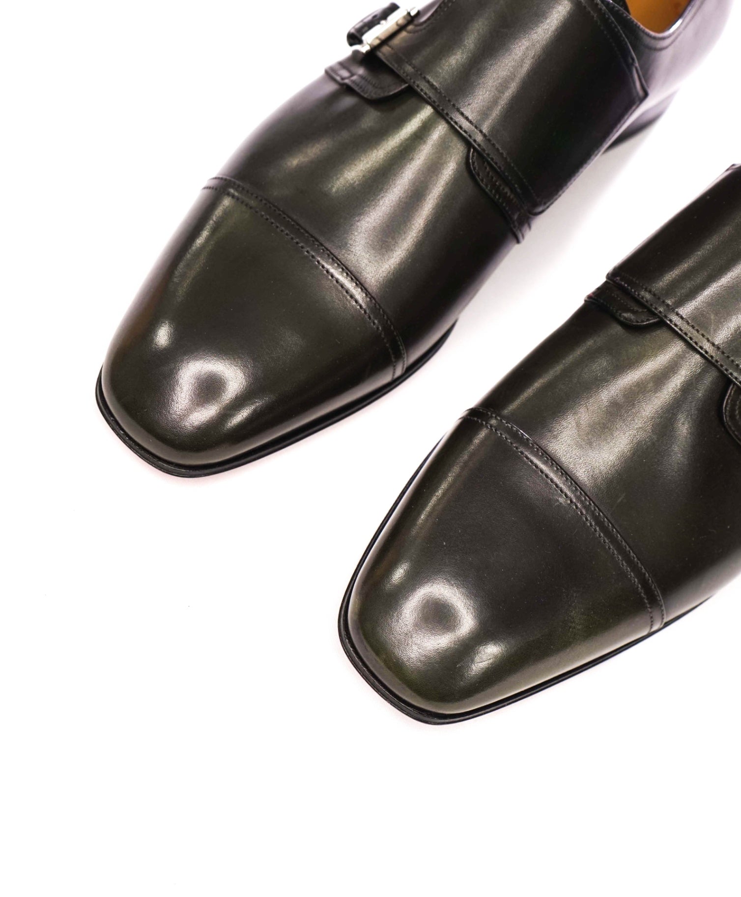 $1,250 LOUBOUTIN - "MORTIMER" Dark Green Leather Monk Straps - US 7 (40EU)