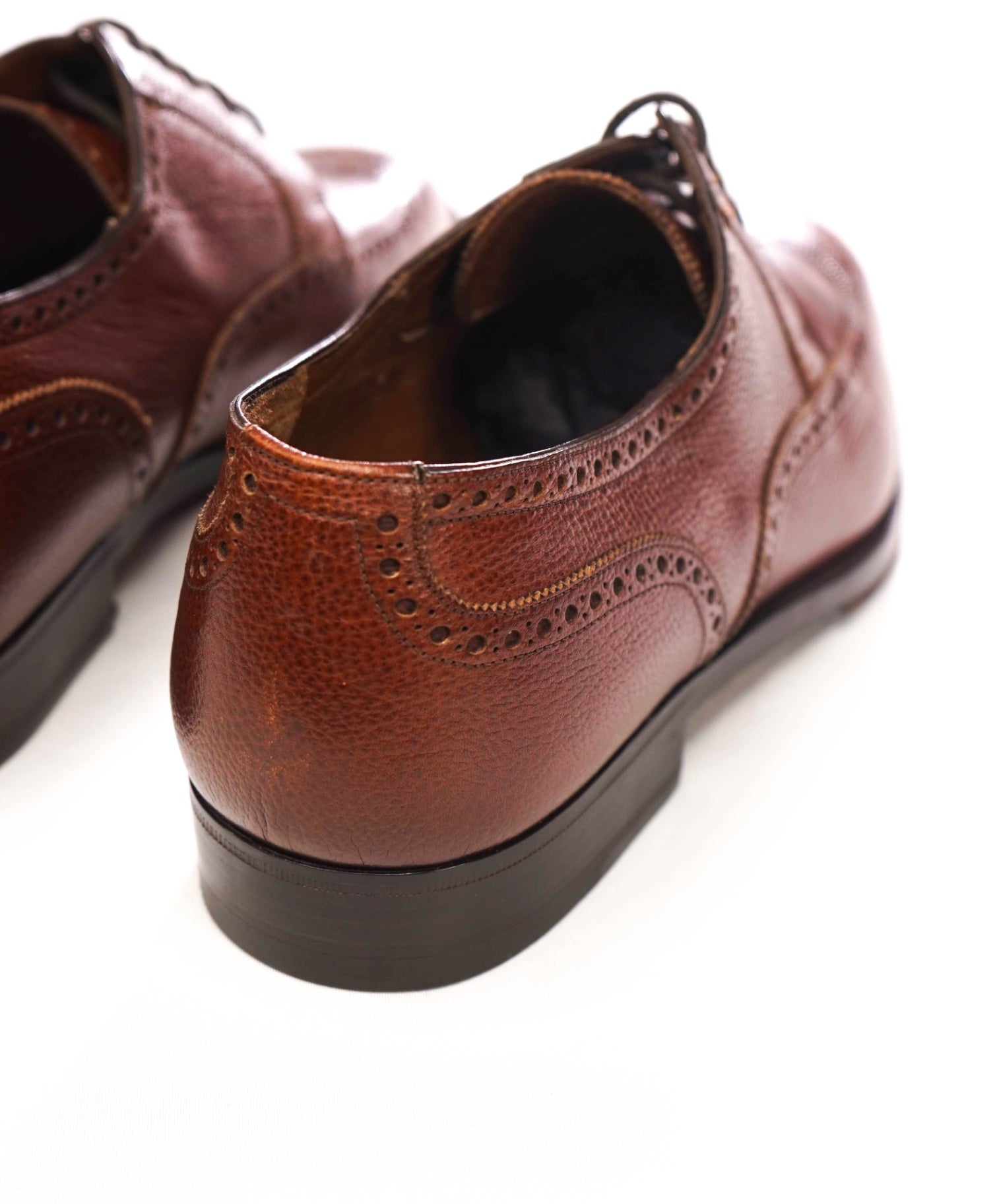 $700 FRATELLI ROSSETTI - Brown Pebble Leather Derby - US 10 (9UK)
