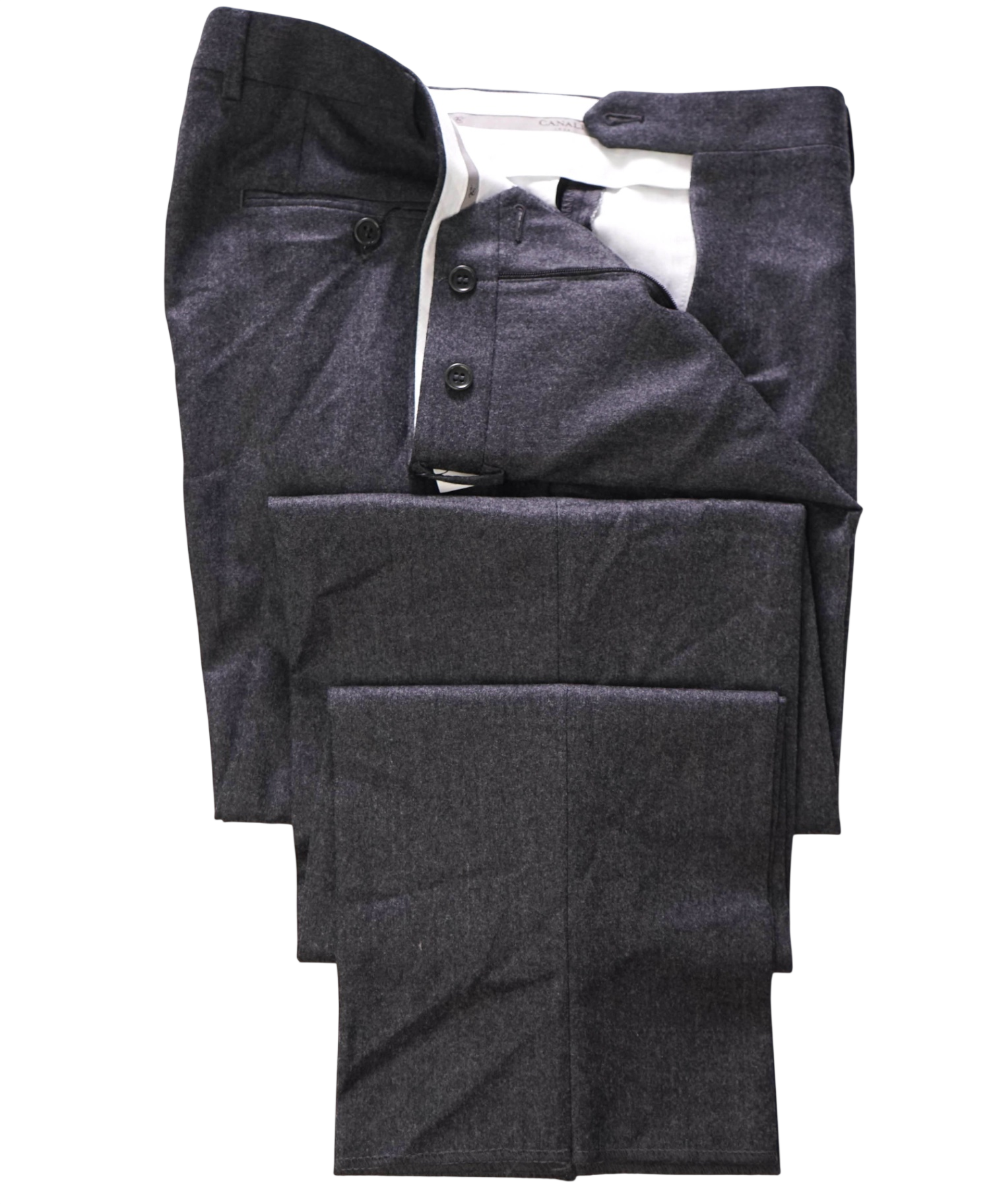 $625 CANALI - Gray Flannel Wool Pants - 36W