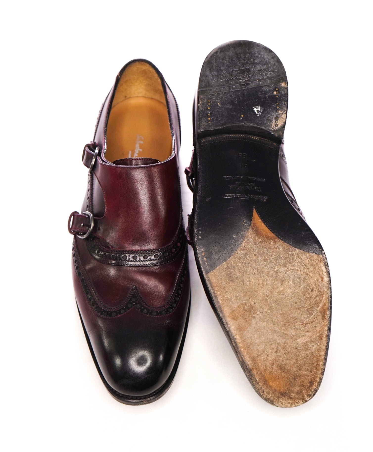 $2,250 FERRAGAMO - SPECIAL EDITION Plum TREVISO Monk - 8.5 EE