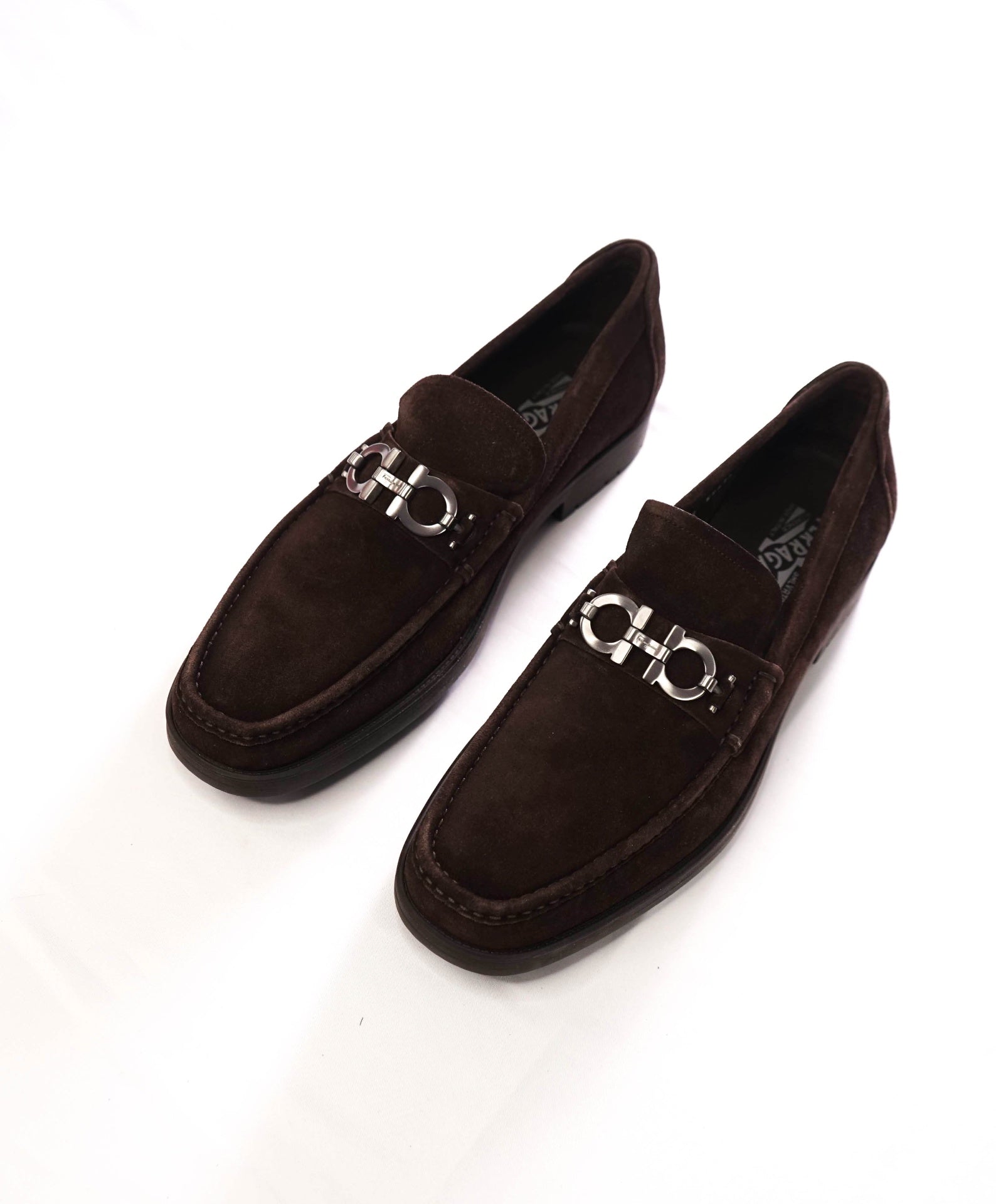 $850 FERRAGAMO - "MASTER" Brown Suede Lug Sole Loafer - 11.5 D