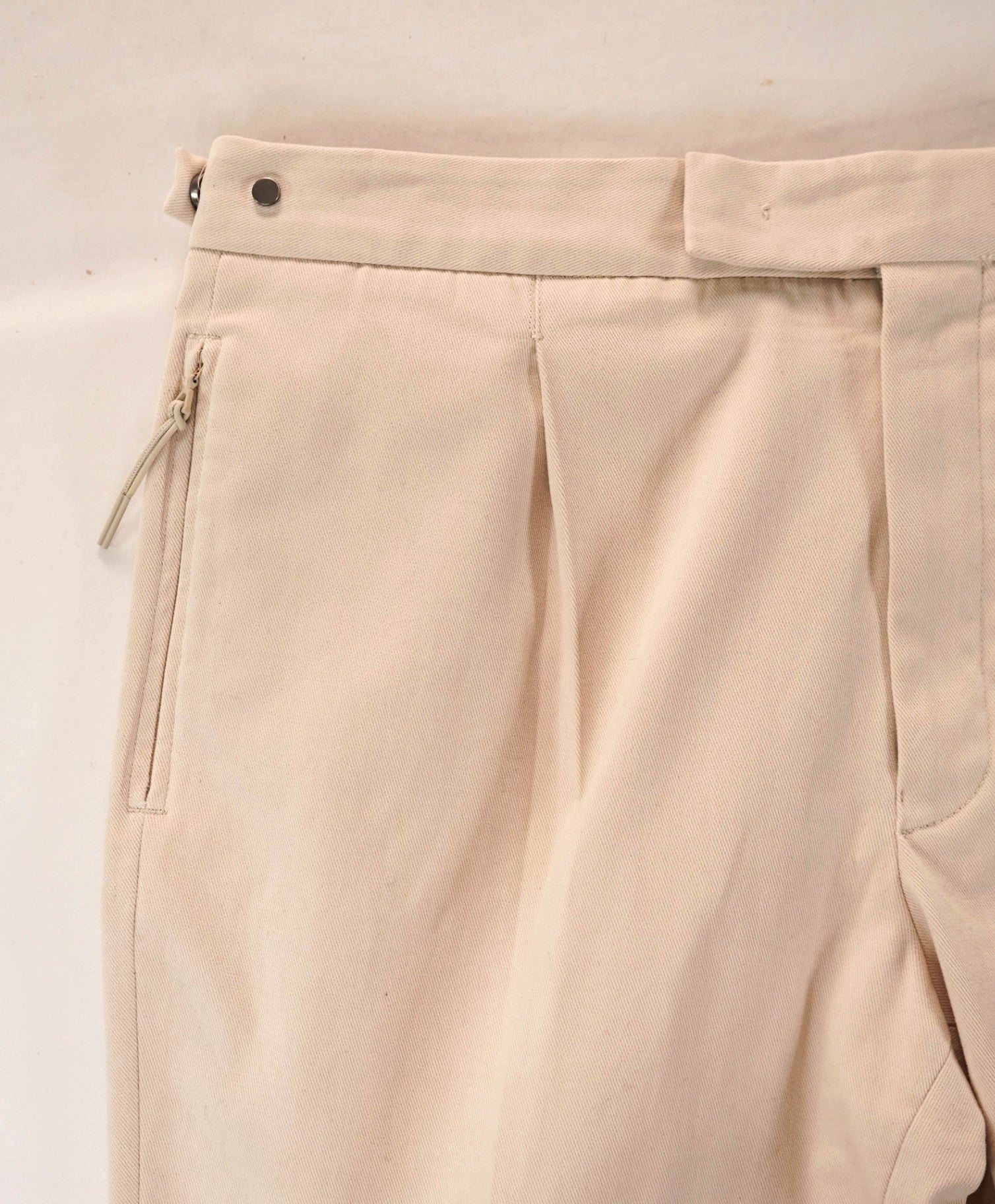 $760 ZEGNA - Beige Cotton "ZIPPER ANKLE" Winter Pleated Chinos - 37W