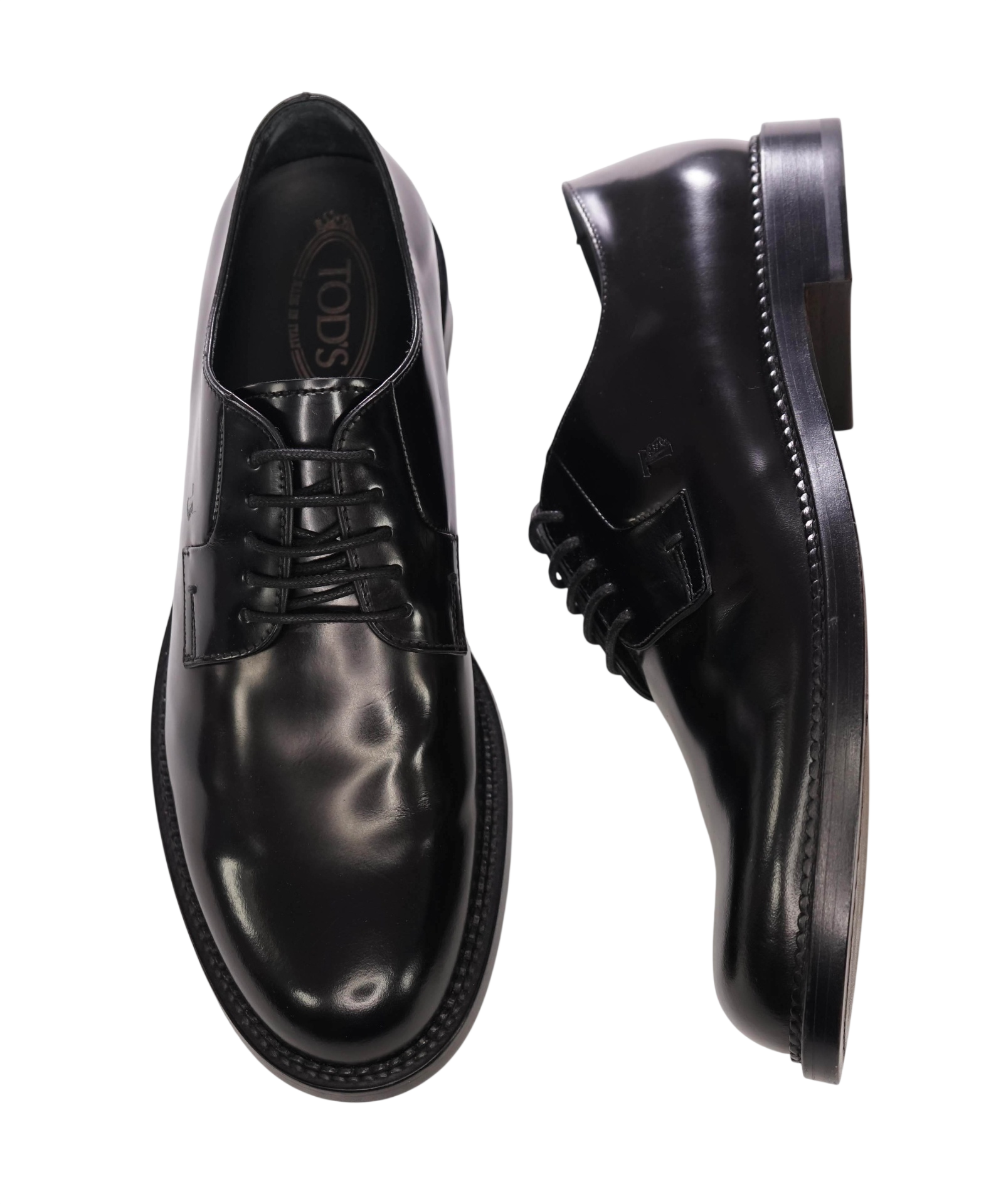 $925 TOD'S - Black Leather Derby - US 11.5 (10.5UK)