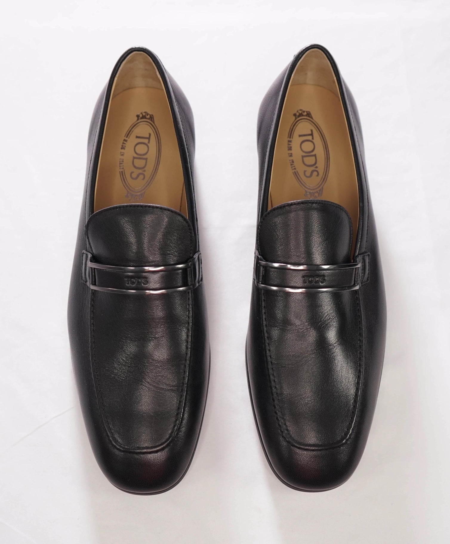 $975 TOD'S - Black Leather Logo Loafers - US 10 (9UK)