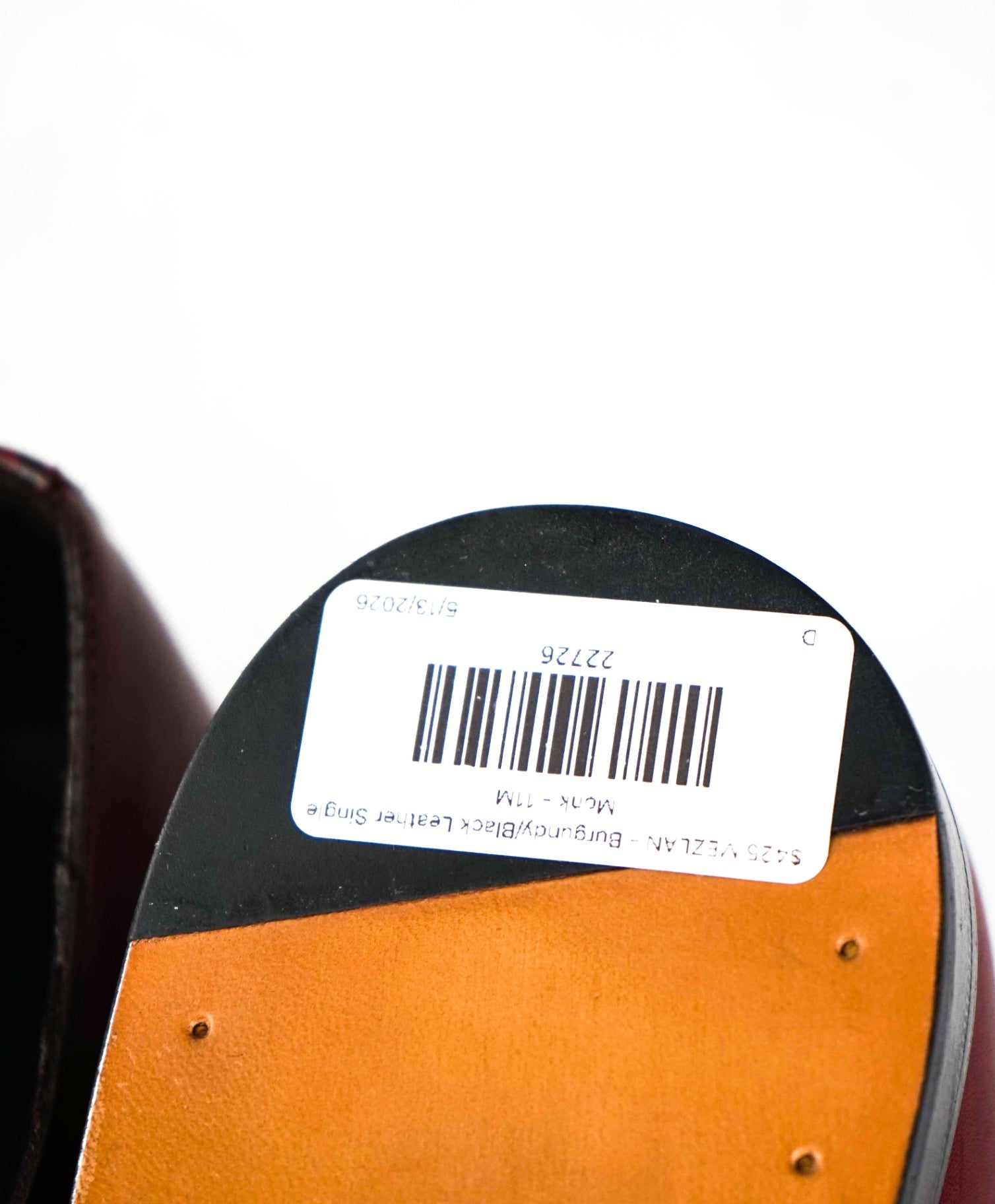 $425 MEZLAN - Burgundy/Black Leather Single Monk - 11M