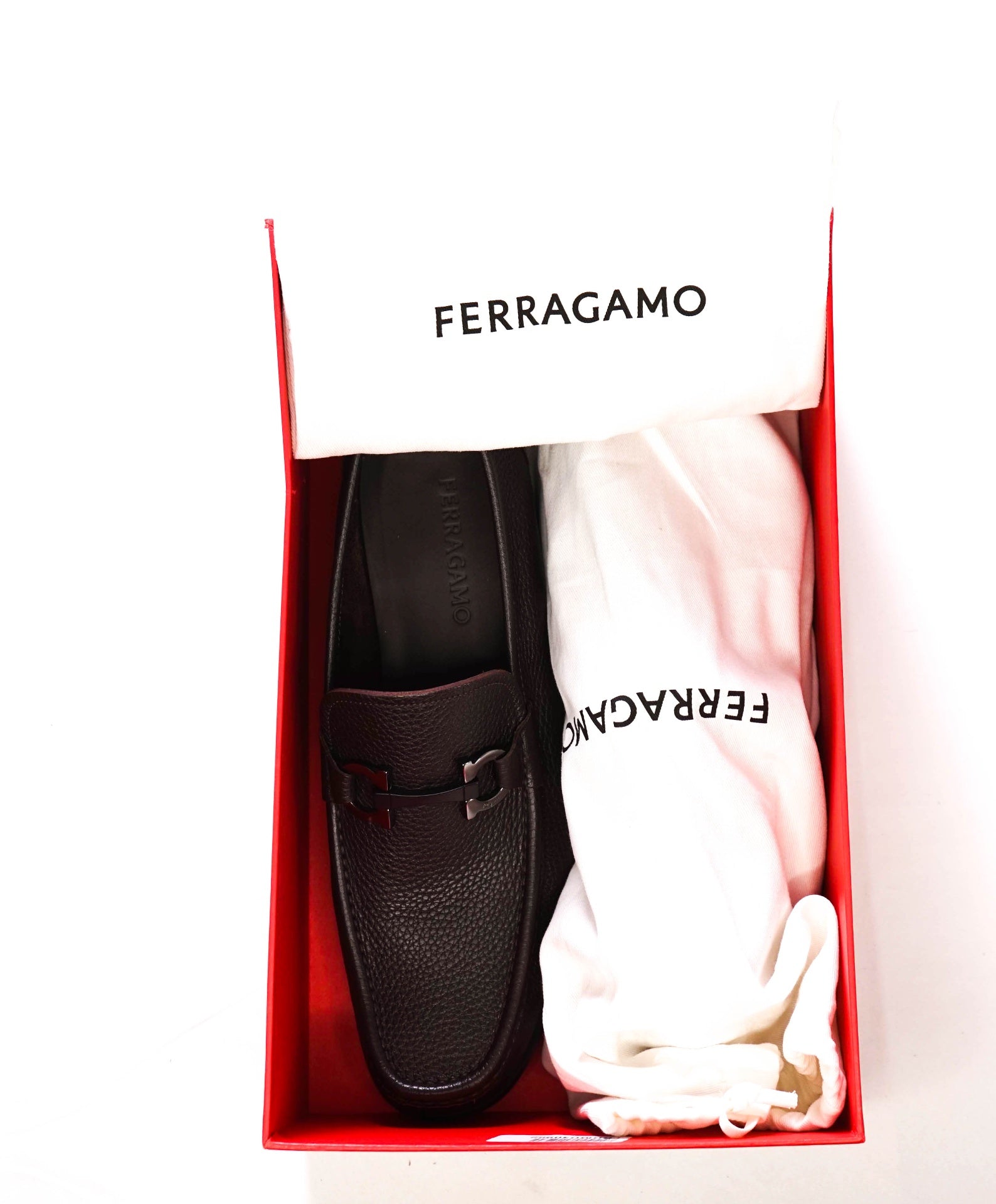 $850 FERRAGAMO - *GRANDIOSO* Brown Pebble Leather Loafers - 9 EE
