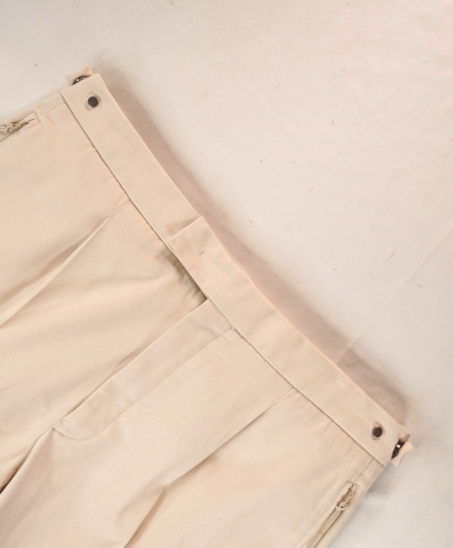$760 ZEGNA - Beige Cotton "ZIPPER ANKLE" Winter Pleated Chinos - 37W