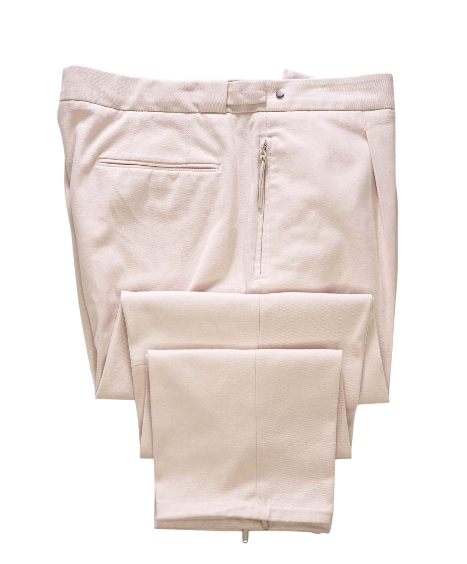 $760 ZEGNA - Beige Cotton "ZIPPER ANKLE" Winter Pleated Chinos - 37W