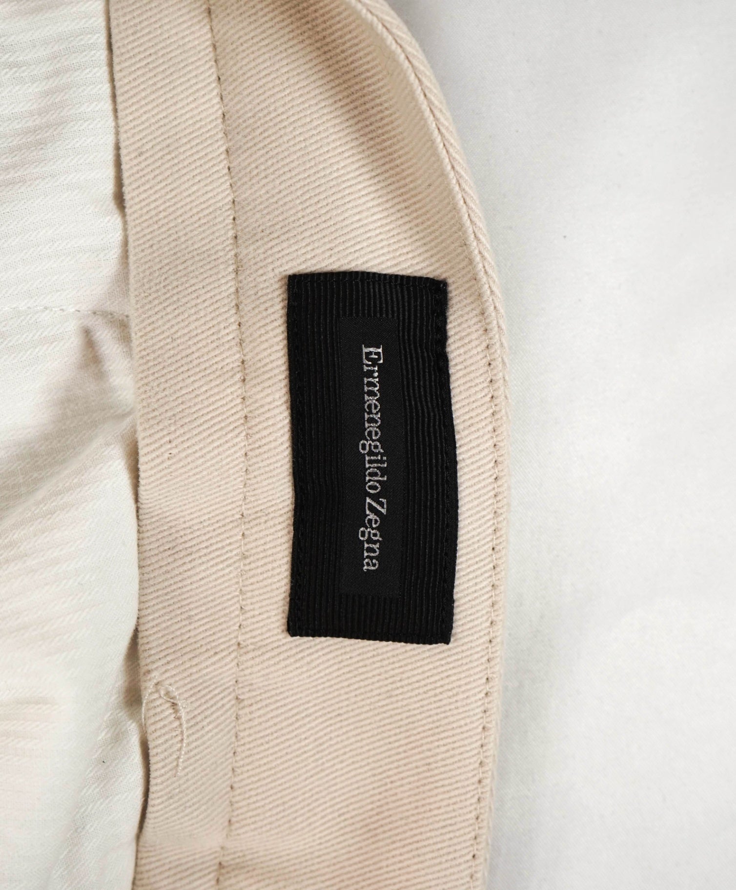 $760 ZEGNA - Beige Cotton "ZIPPER ANKLE" Winter Pleated Chinos - 37W