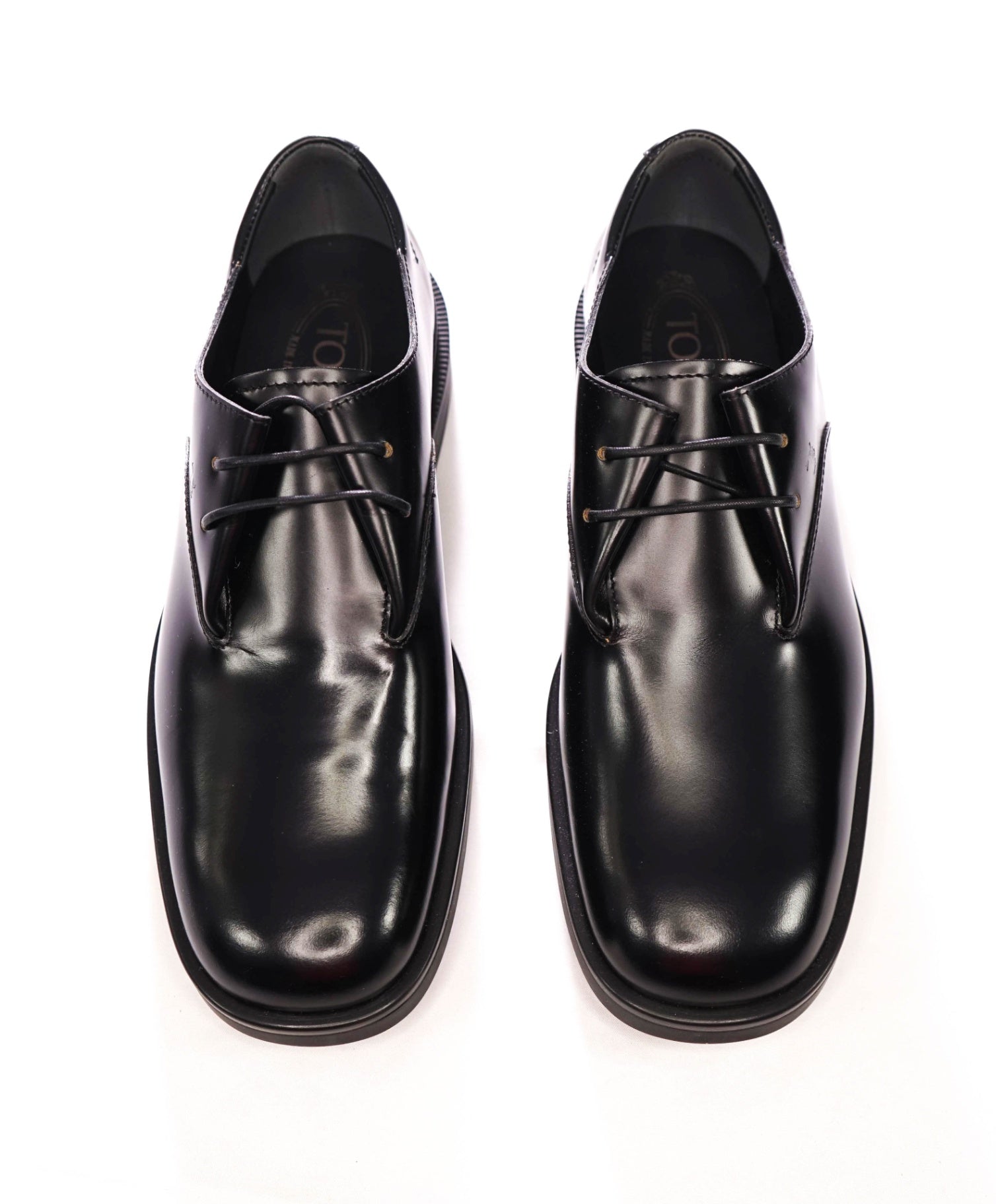 $925 TOD'S - Black Leather Square Toe Lug Derby - US 8.5 (7.5UK)