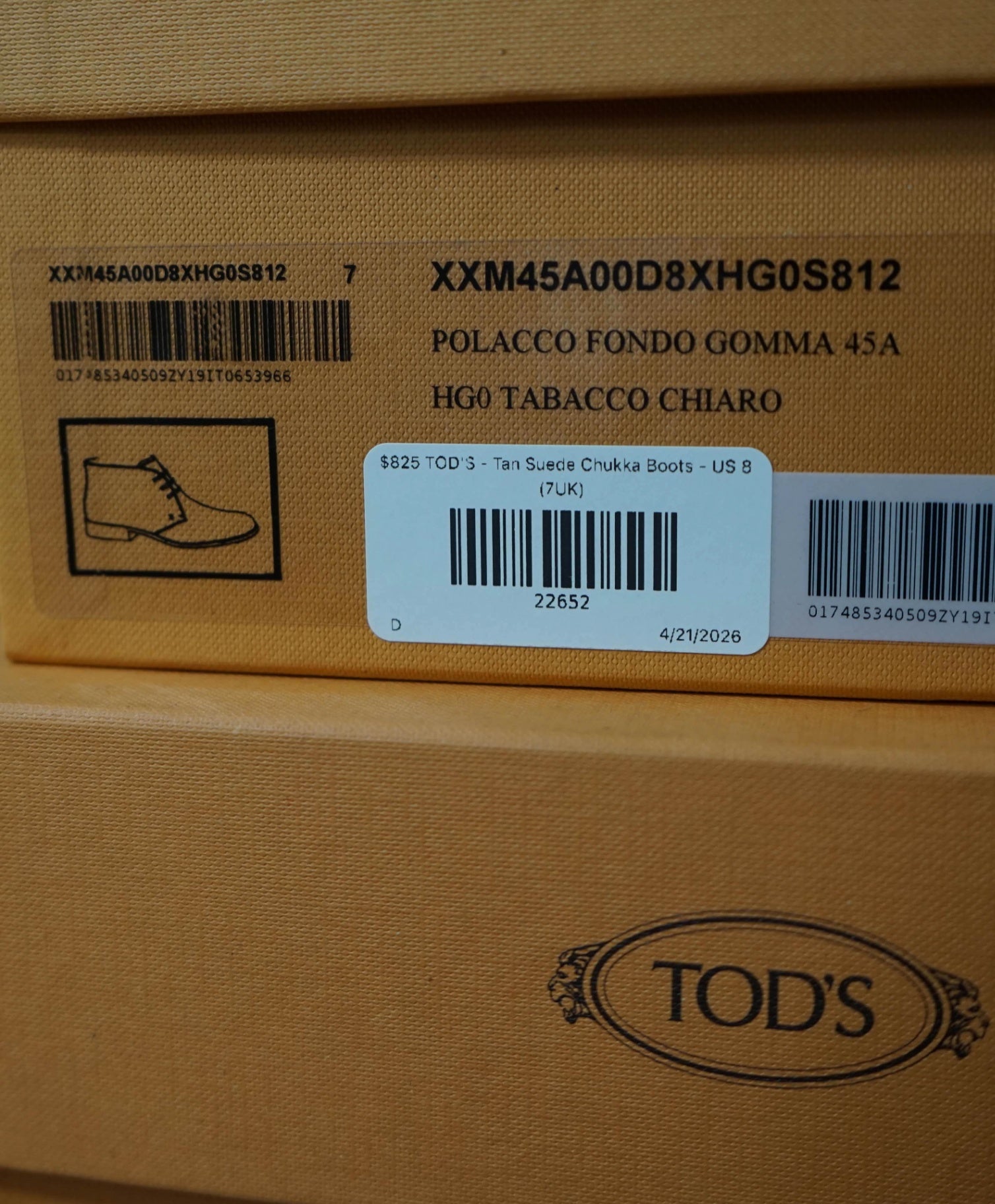 $825 TOD'S - Tan Suede Chukka Boots - US 8 (7UK)