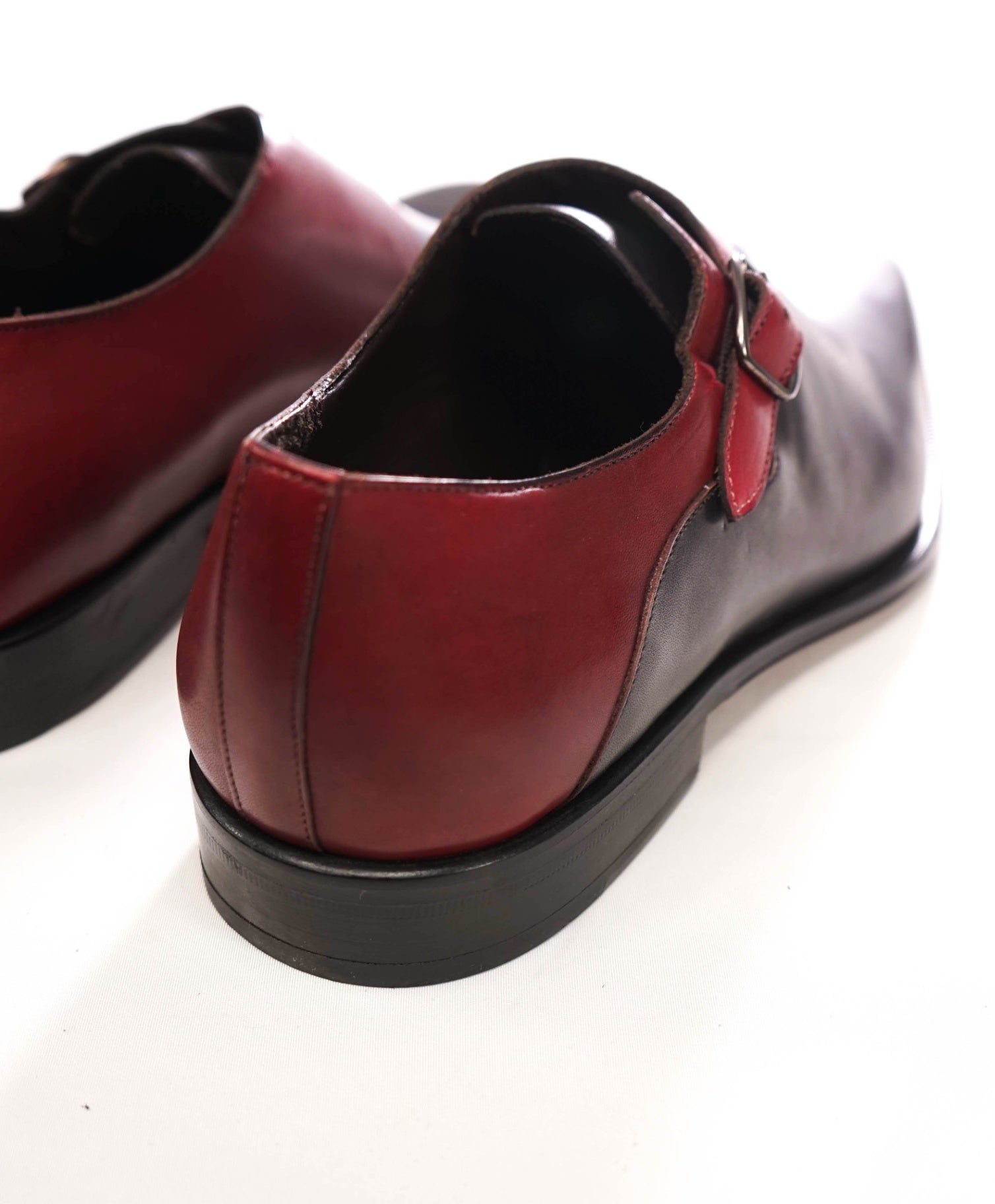 $425 MEZLAN - Burgundy/Black Leather Single Monk - 11M