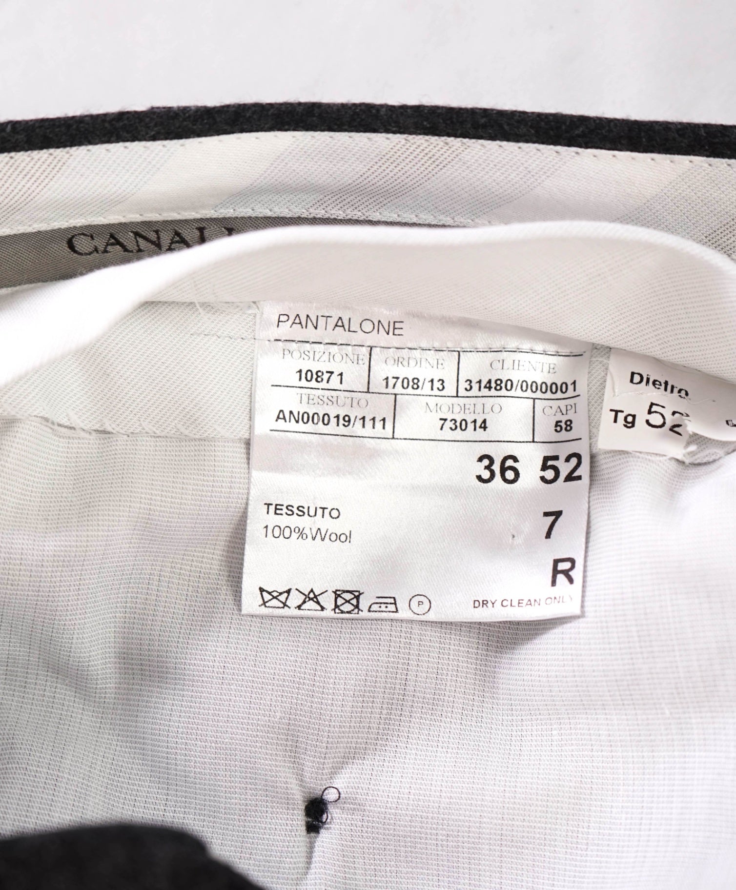 $625 CANALI - Gray Flannel Wool Pants - 36W