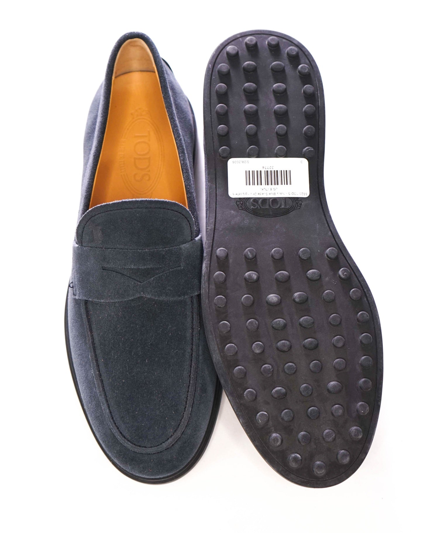 $825 TOD'S - Navy Blue Suede Driving Penny Loafers - US 8 (7UK)
