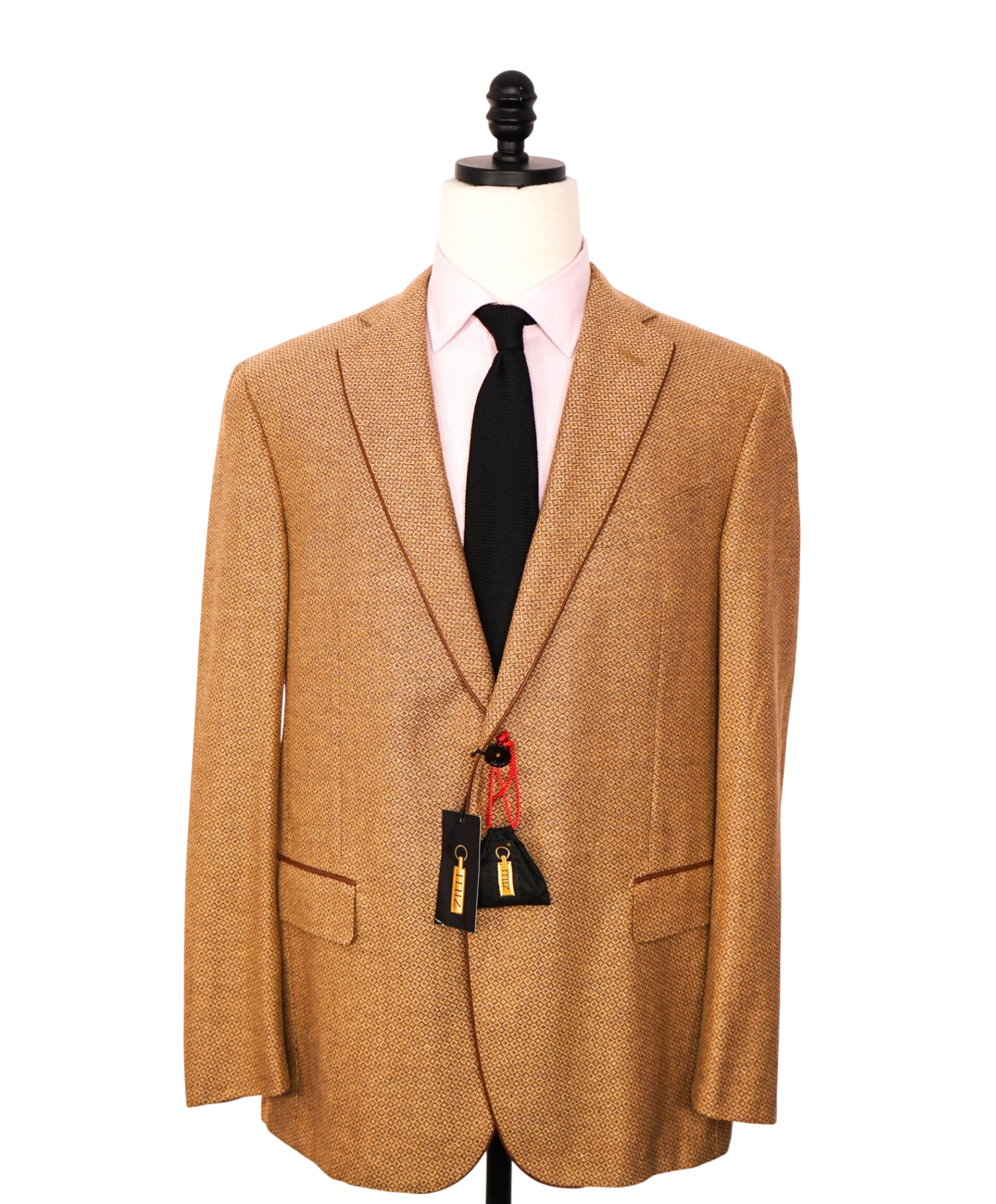 $3,500 ZILLI - Brown Wool/Silk/Linen Leather Tipped Blazer -44R