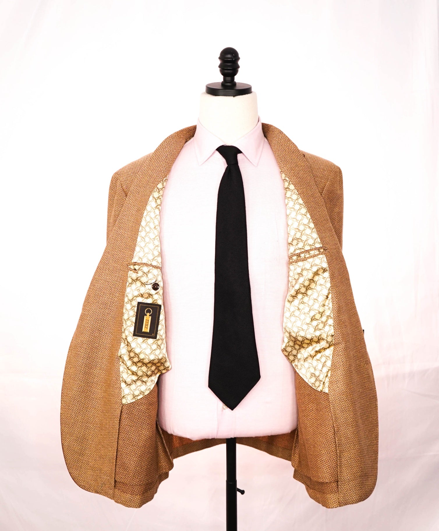 $3,500 ZILLI - Brown Wool/Silk/Linen Leather Tipped Blazer -44R