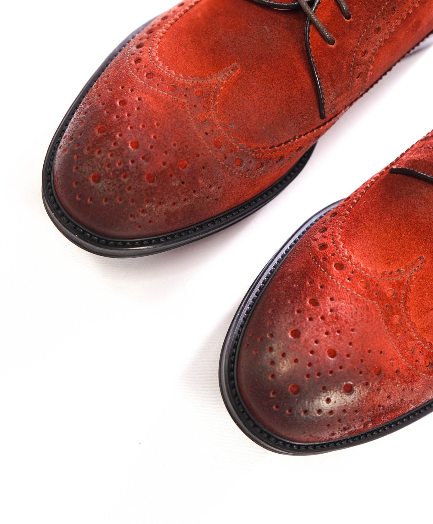 $595 DOUCAL'S - Red Suede Wingtip Derby - US 7 (40EU)