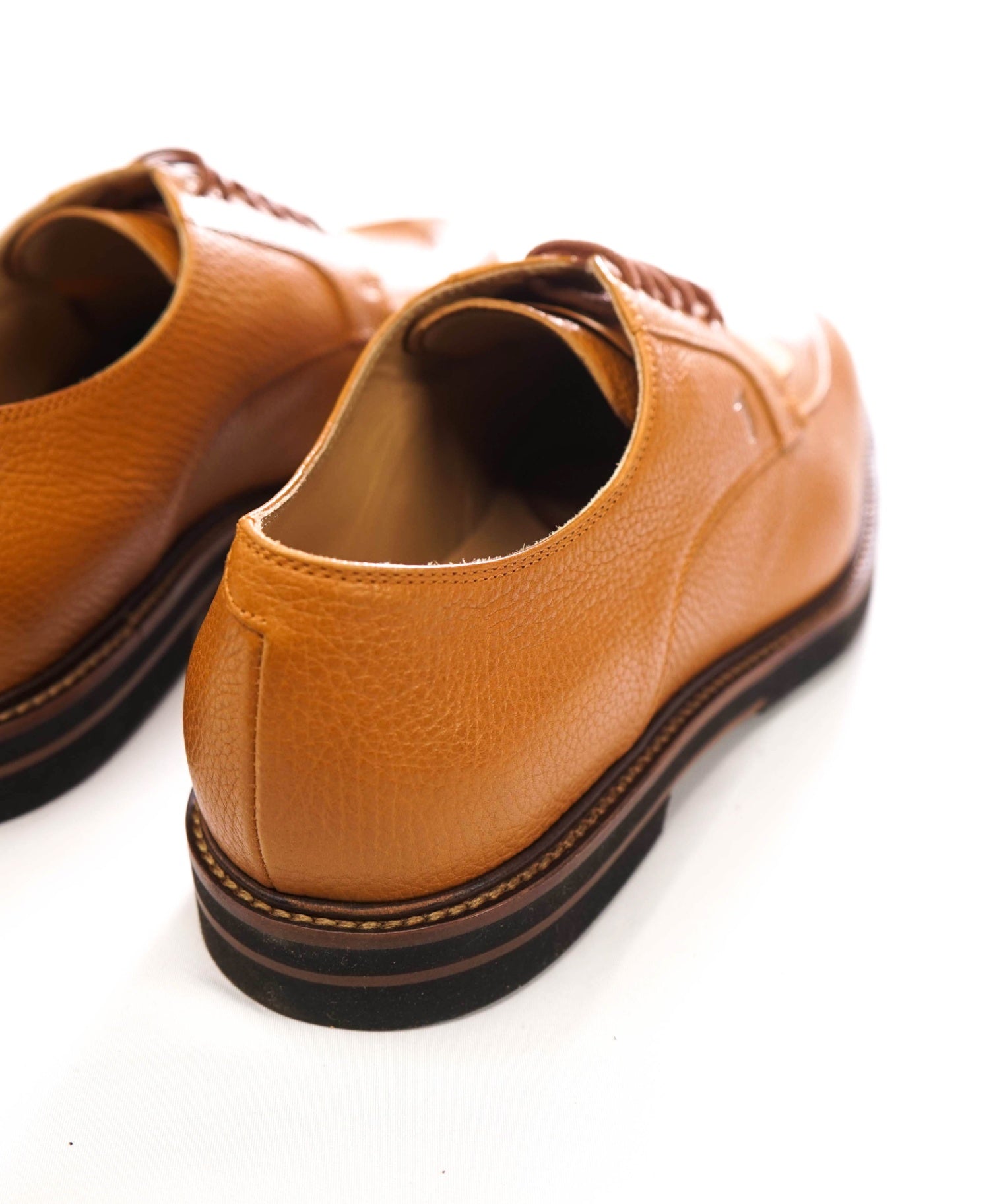 $985 TOD'S - Cognac Brown Pebble Leather Derby - US 9 (UK8)