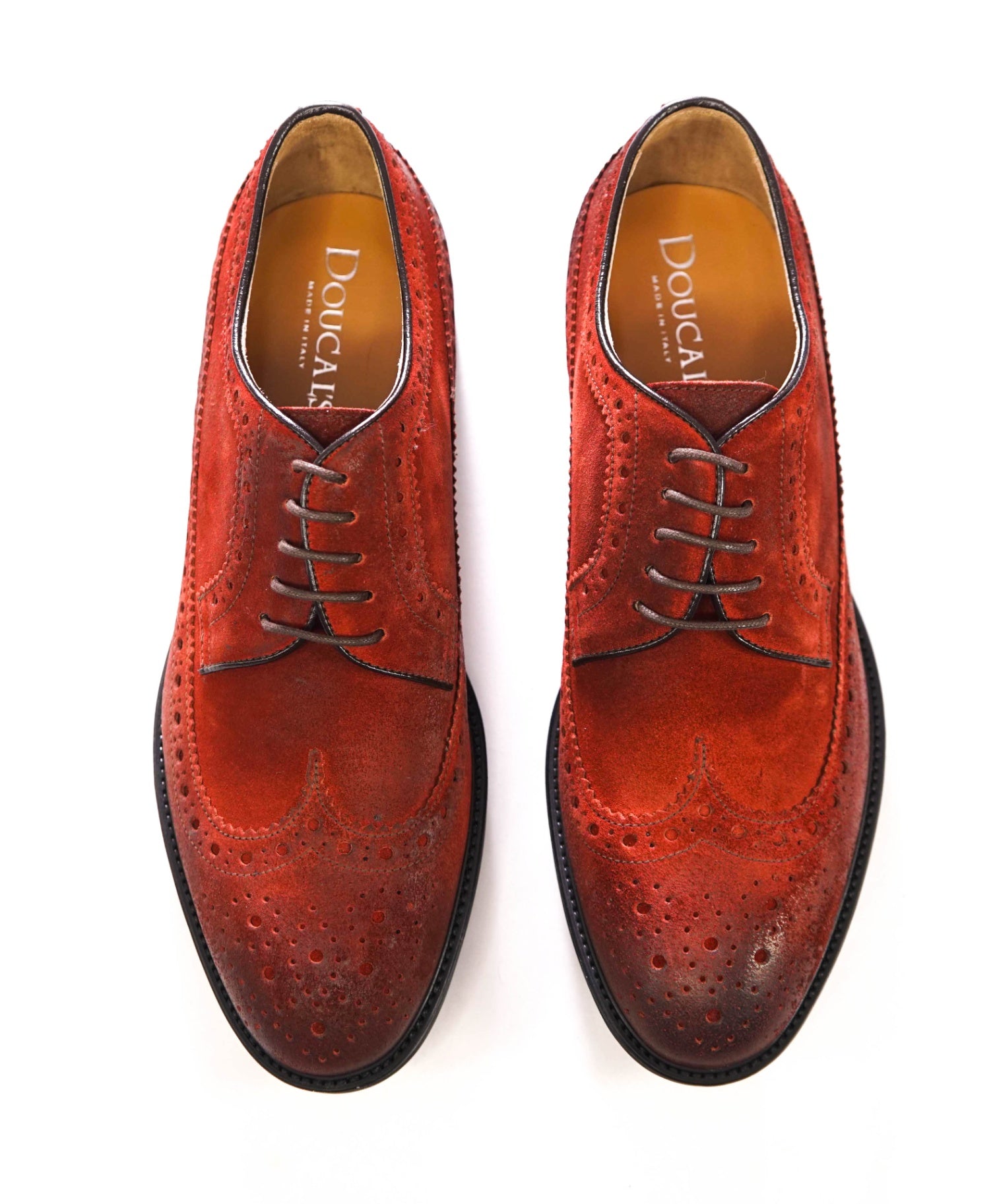 $595 DOUCAL'S - Red Suede Wingtip Derby - US 7 (40EU)