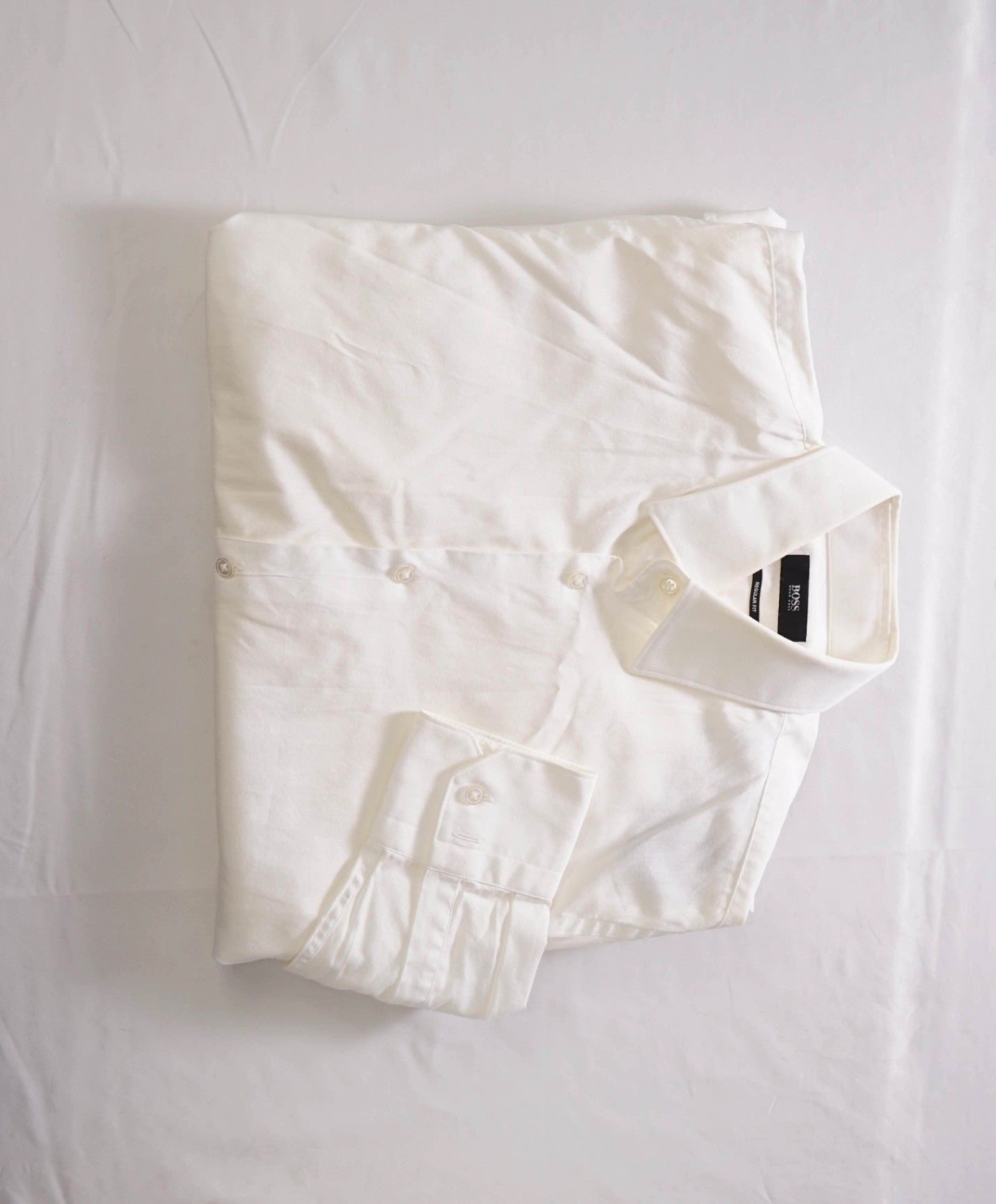 $160 BOSS - White Cotton Regular Fit Poplin Shirt - 15 / 32