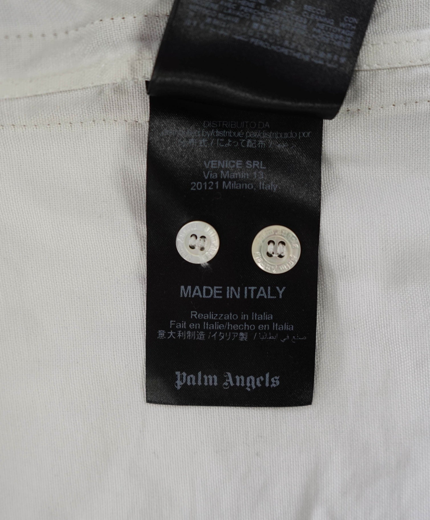 $595 PALM ANGELS - White/Gold Cotton Button Down Shirt - 38 (Small)