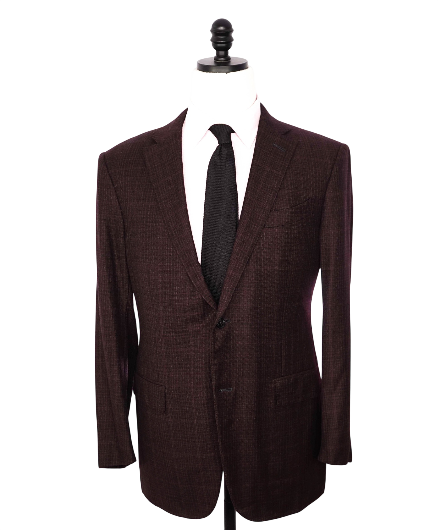 $3,290 ZEGNA - Burgundy Crosshatch "TROFEO LIGHT" Wool Blazer - 42R