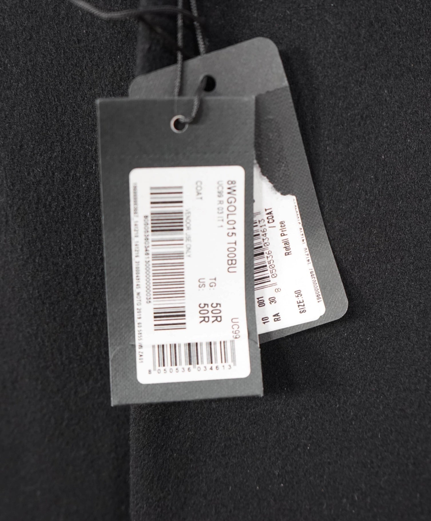 $6,300 GIORGIO ARMANI - Solid Black Wool/Cashmere Overcoat - 40R