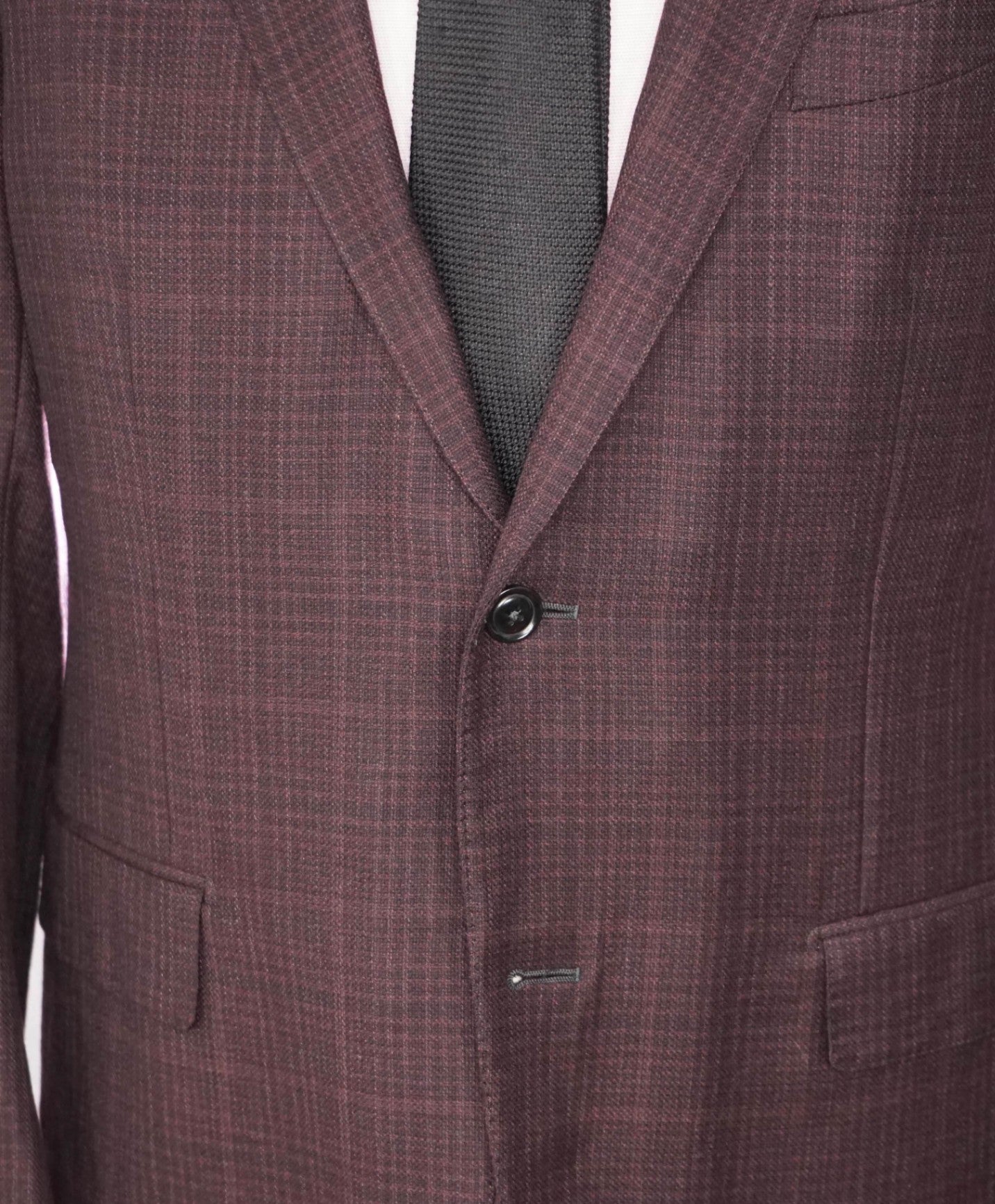 $3,290 ZEGNA - Burgundy Crosshatch "TROFEO LIGHT" Wool Blazer - 42R