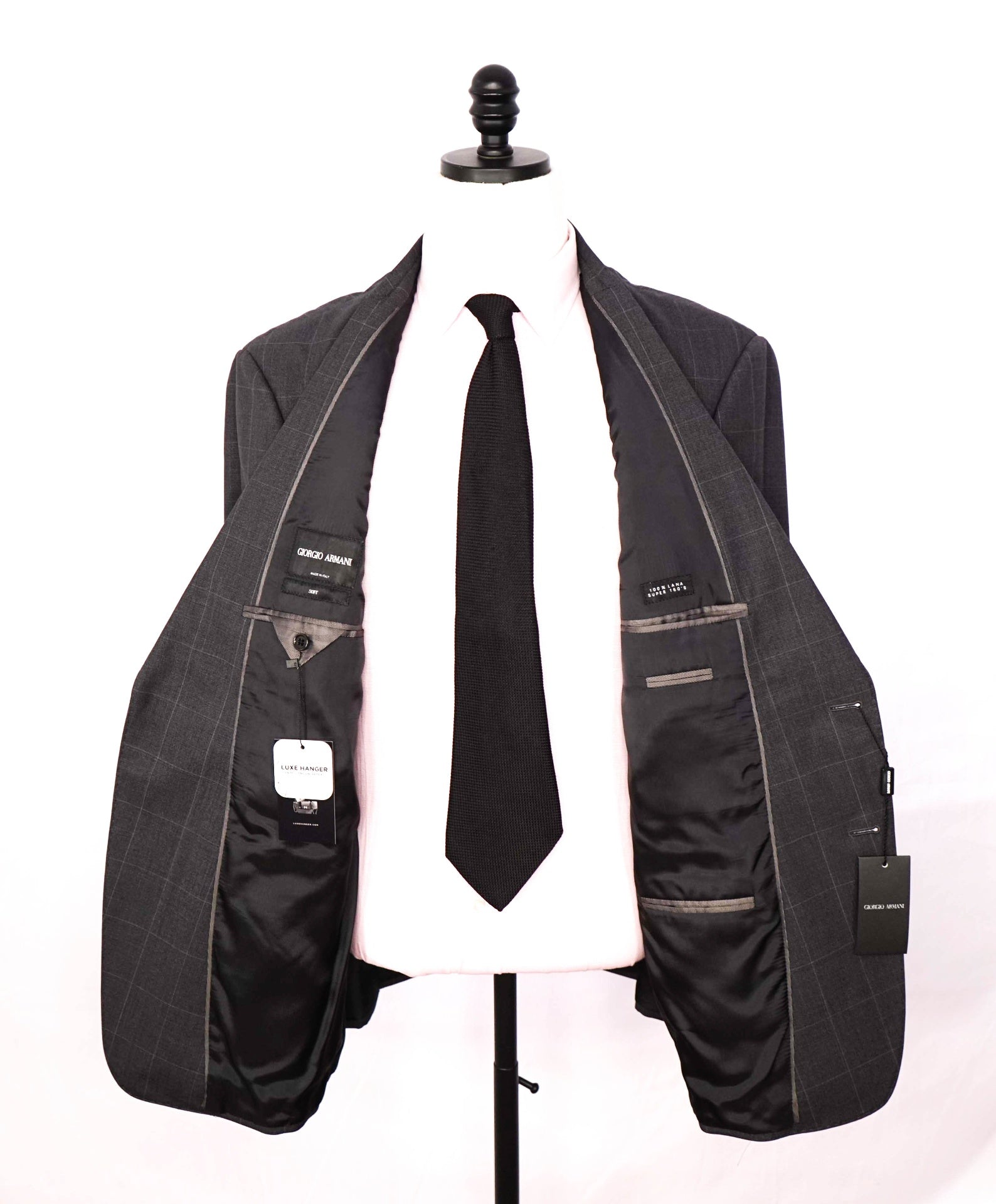 $3,095 GIORGIO ARMANI - Gray Plaid Super 160's Wool Suit - 48R