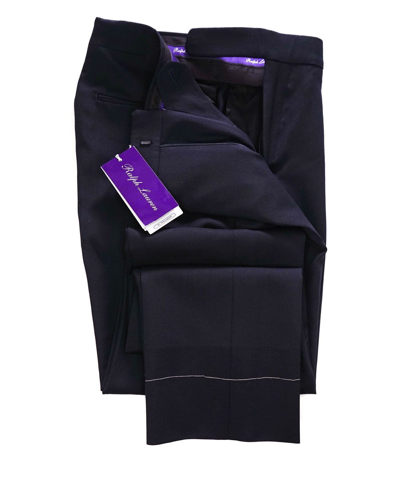 $795 RALPH LAUREN PURPLE LABEL - Navy Wool *SIDE TABS* Pants - 29W