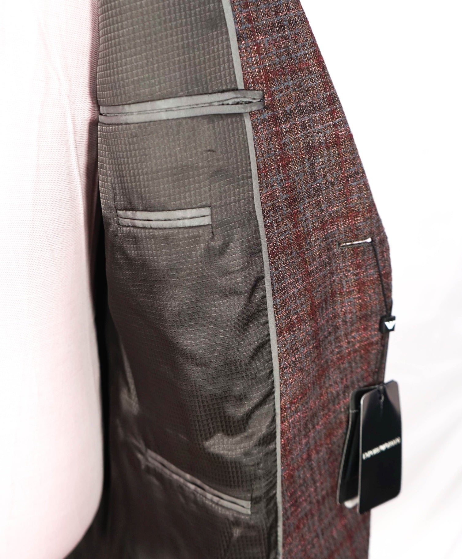 $1,595 EMPORIO ARMANI - Brown/Burgundy Wool "G-LINE" Blazer - 46R
