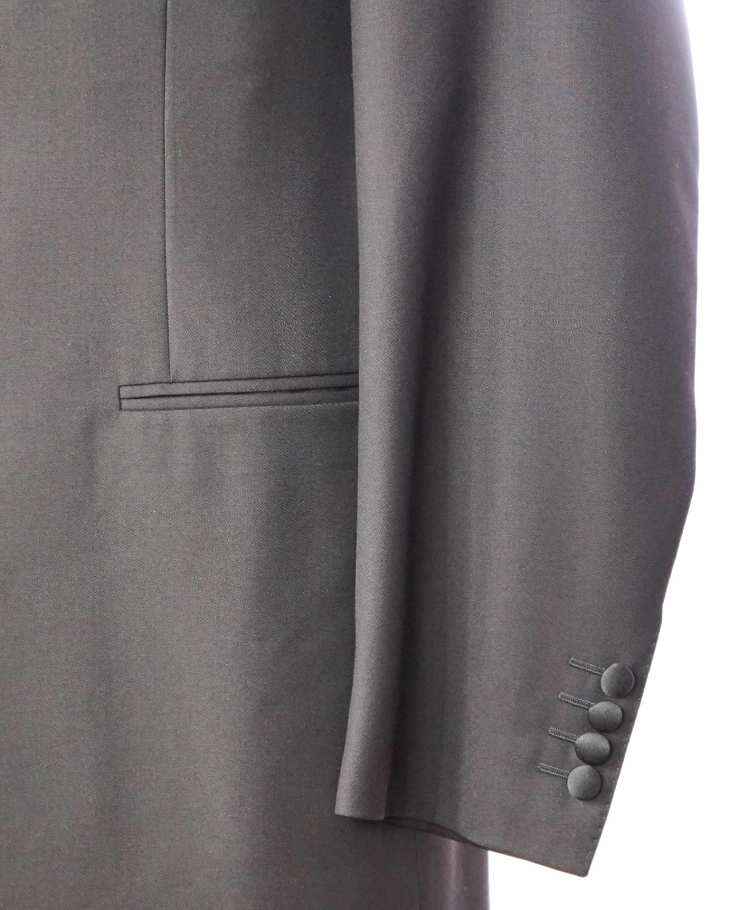 $2,195 CANALI - Solid Black Wool Tuxedo Suit - 42R