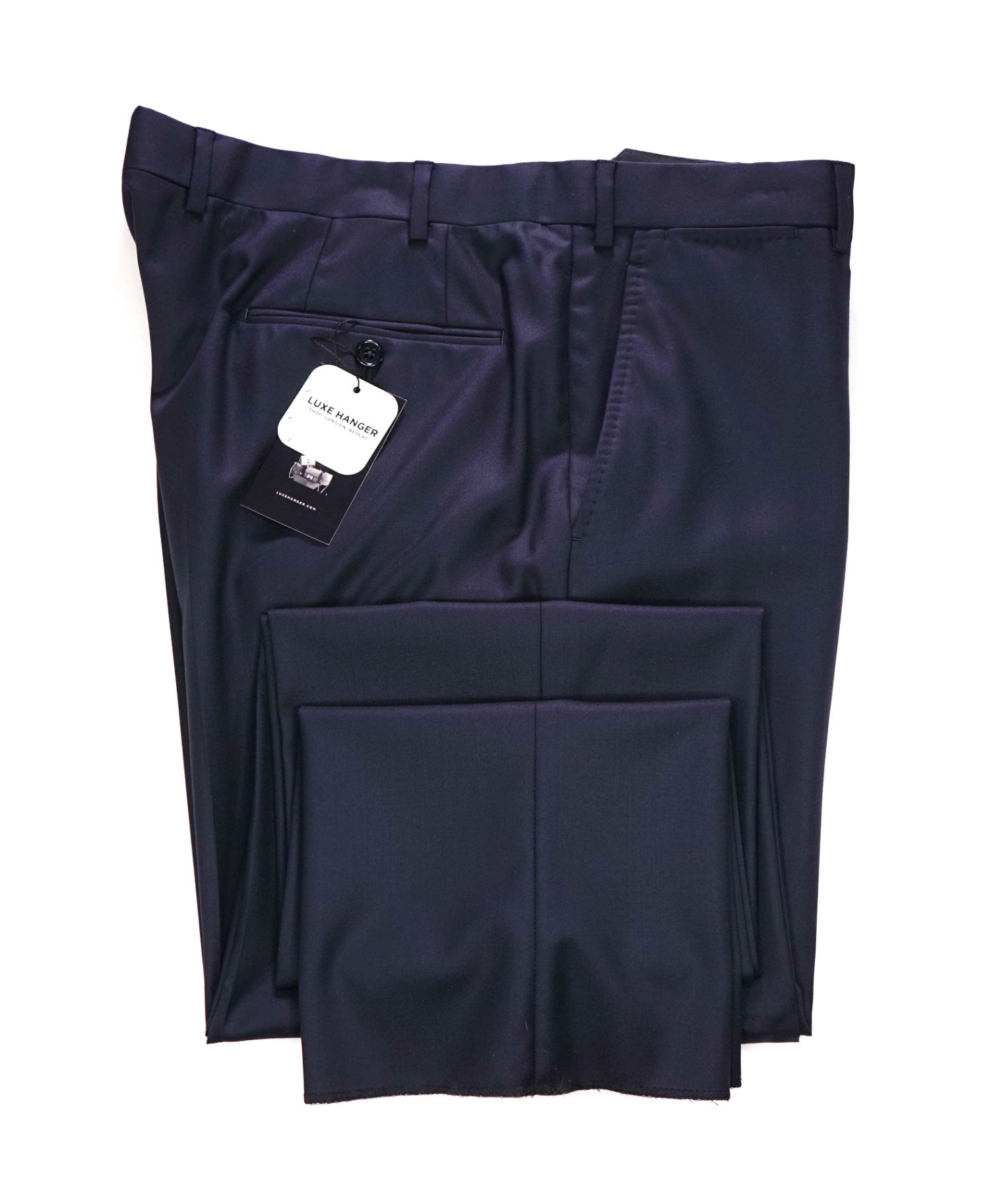 $895 GIORGIO ARMANI - Solid Navy Blue Wool Dress Pants - 38W