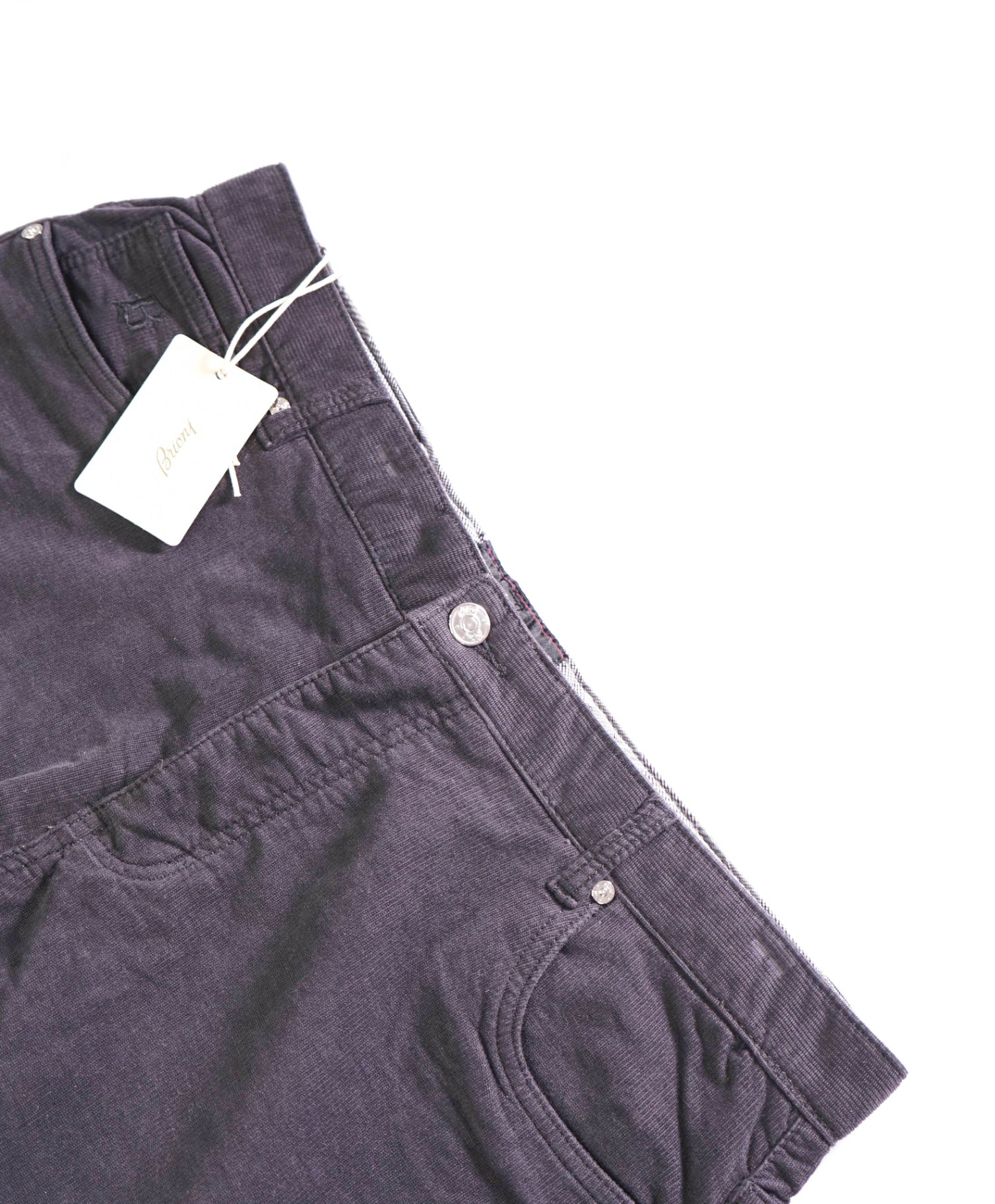 $700 BRIONI - Gray Corduroy 5-Pocket Casual Pants - 38W