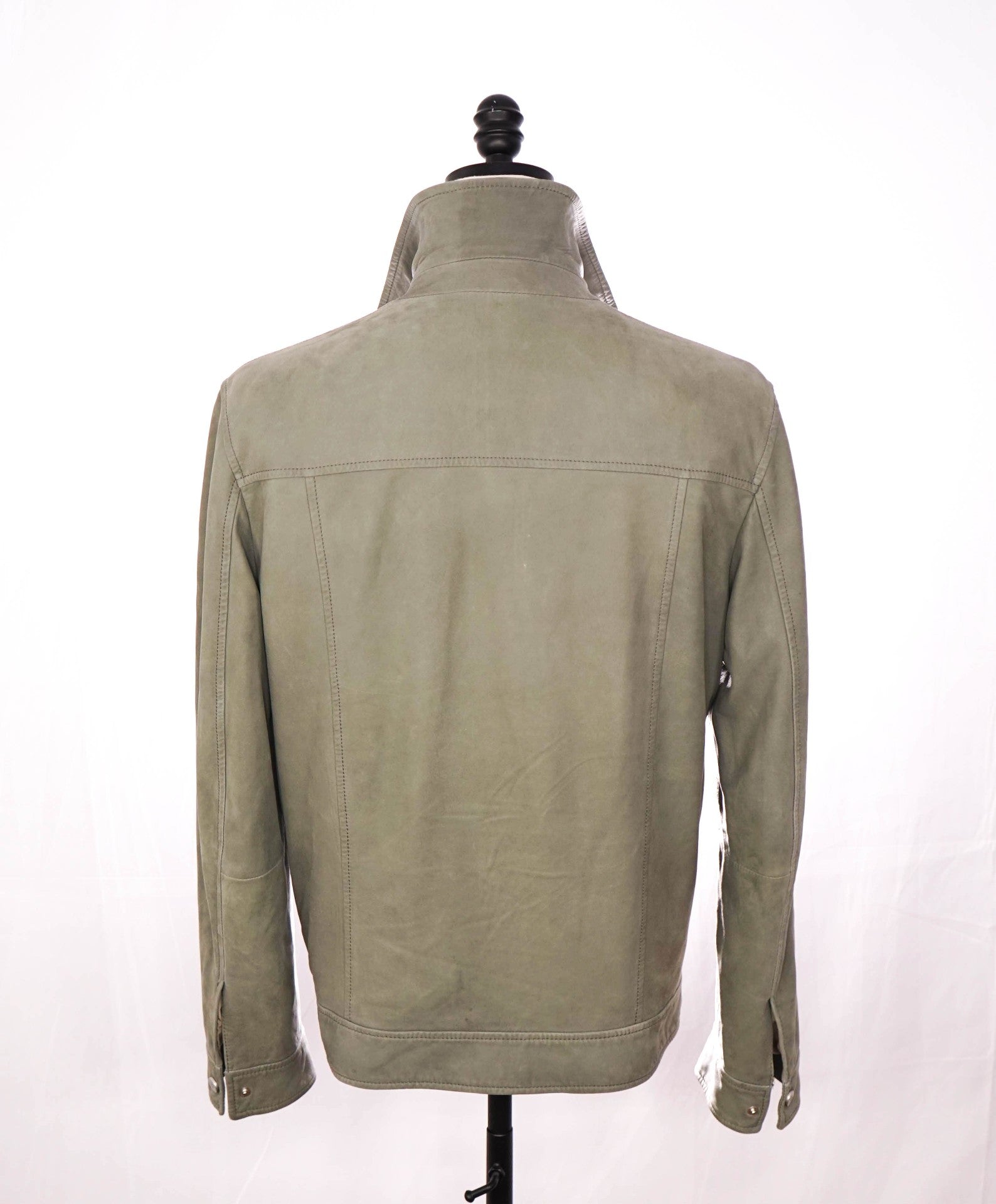 $1,800 ELEVENTY - Sage Green Lamb Leather Sefari Jacket - 42