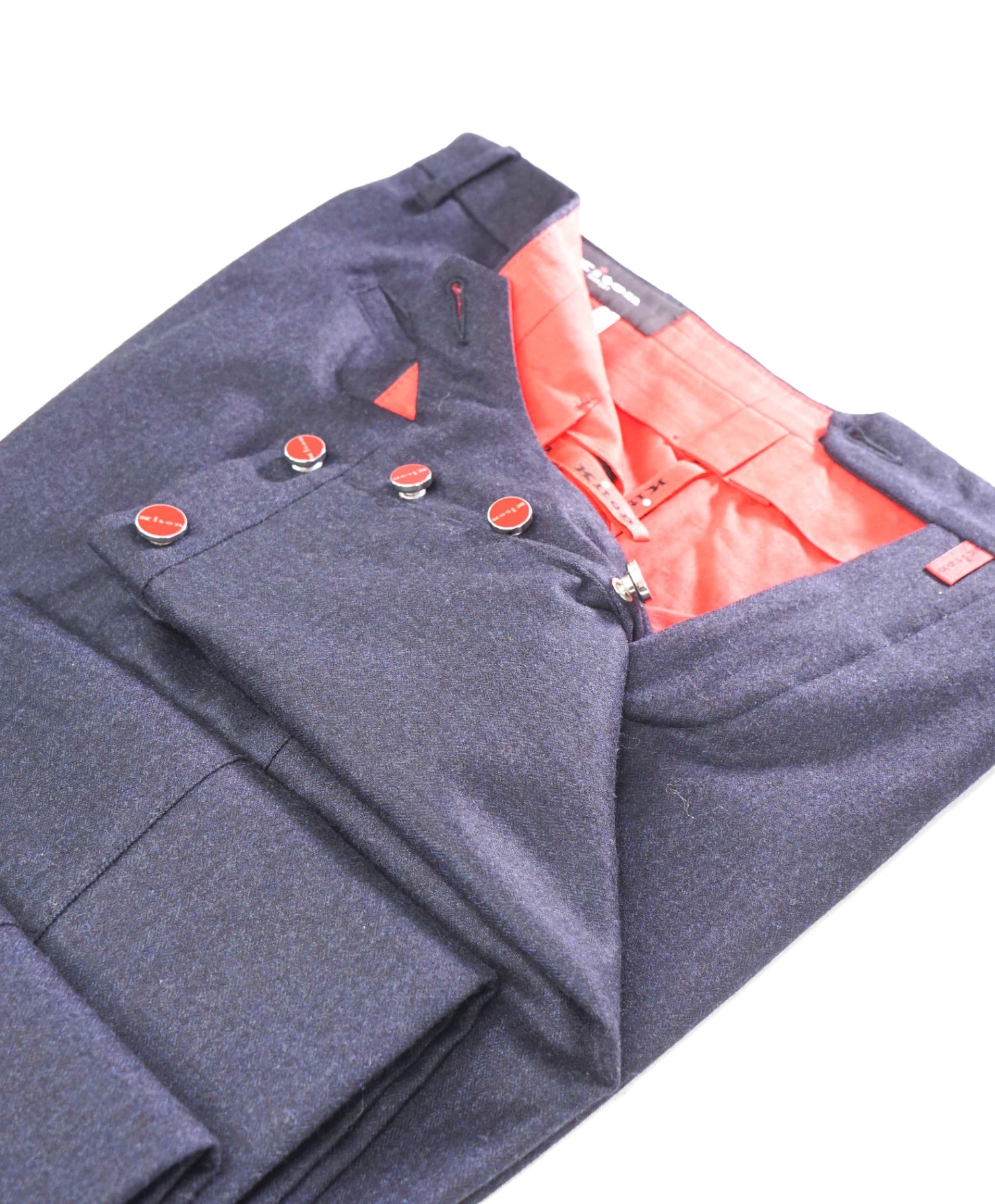 $1,795 KITON - Navy Tonal Wool/Cashmere 5-Pocket Pants - 35W (52EU)