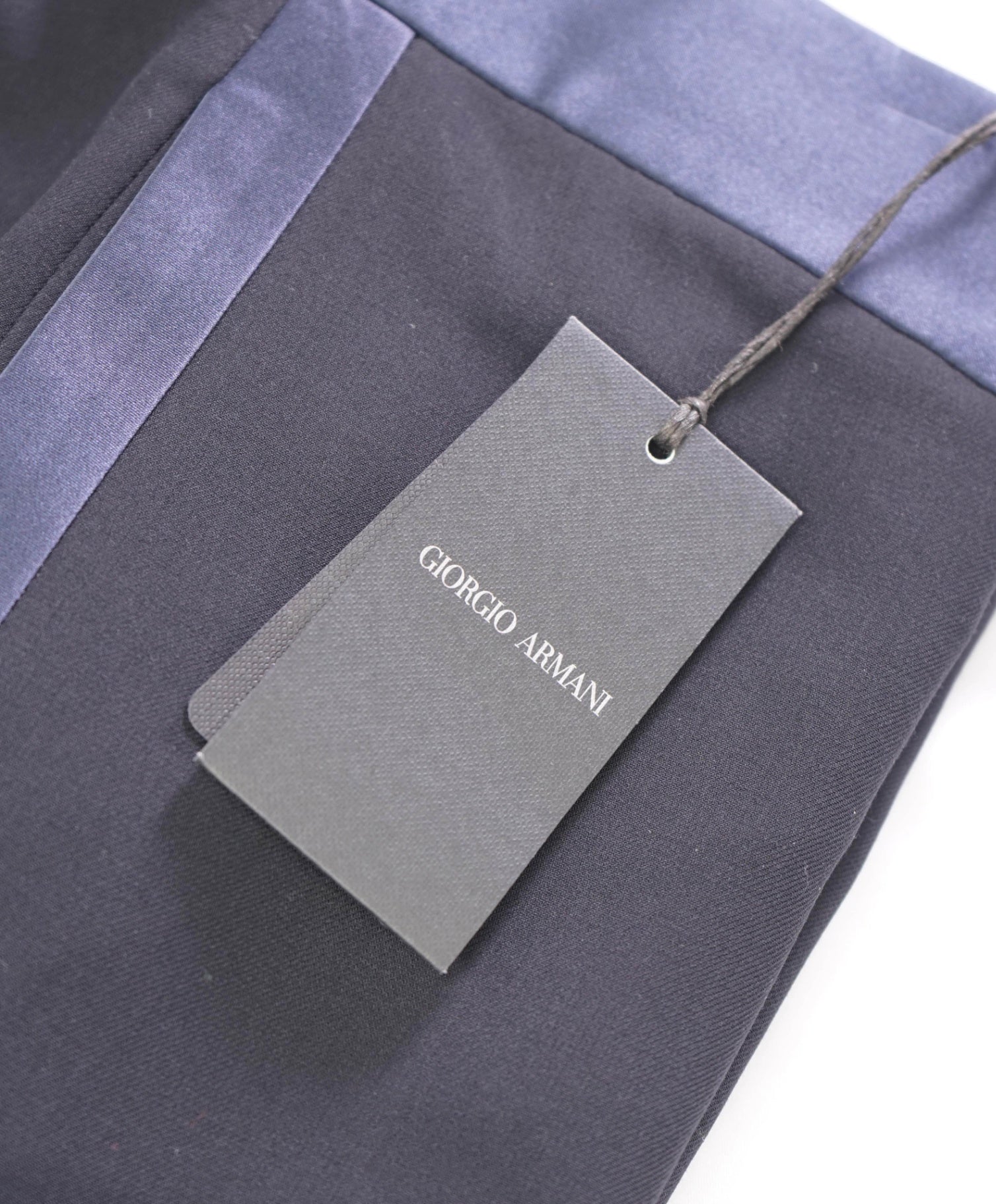 $1,295 GIORGIO ARMANI - Navy Blue Wool Tuxedo Pants - 38W