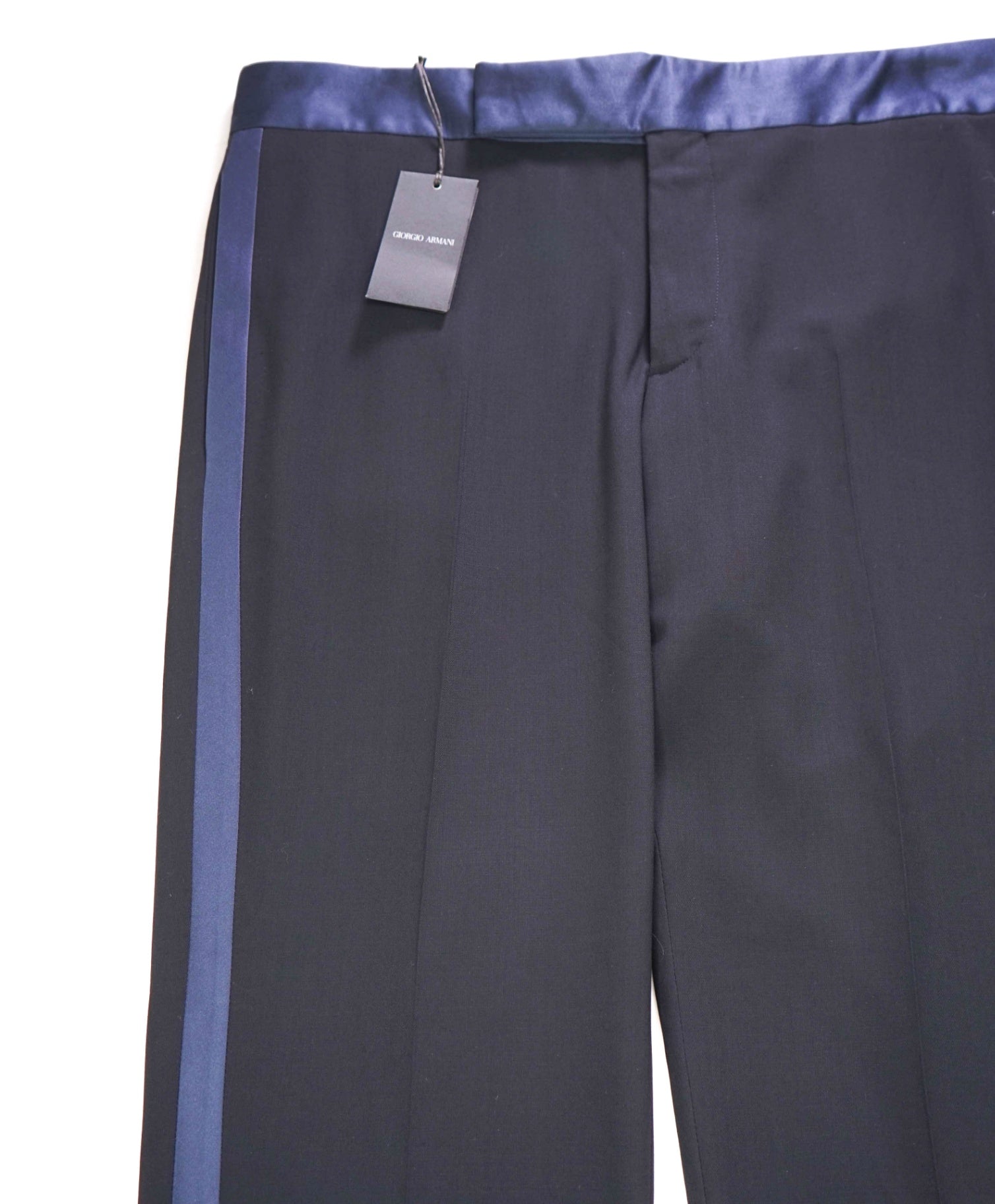 $1,295 GIORGIO ARMANI - Navy Blue Wool Tuxedo Pants - 38W