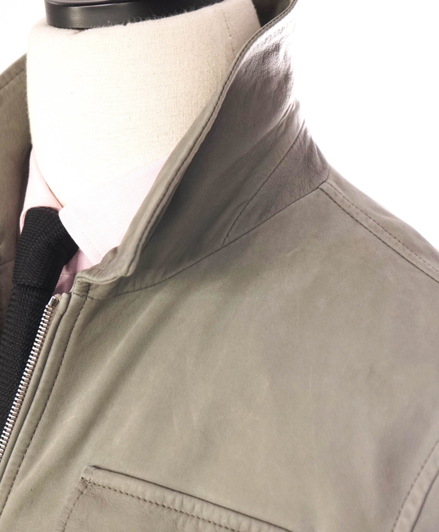 $1,800 ELEVENTY - Sage Green Lamb Leather Sefari Jacket - 42