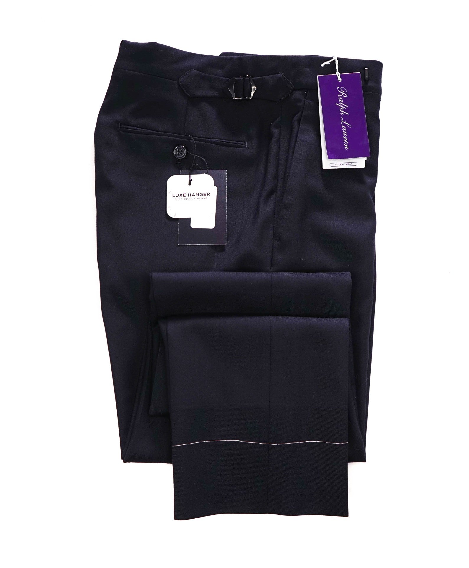 $795 RALPH LAUREN PURPLE LABEL - Navy Wool *SIDE TABS* Pants - 29W