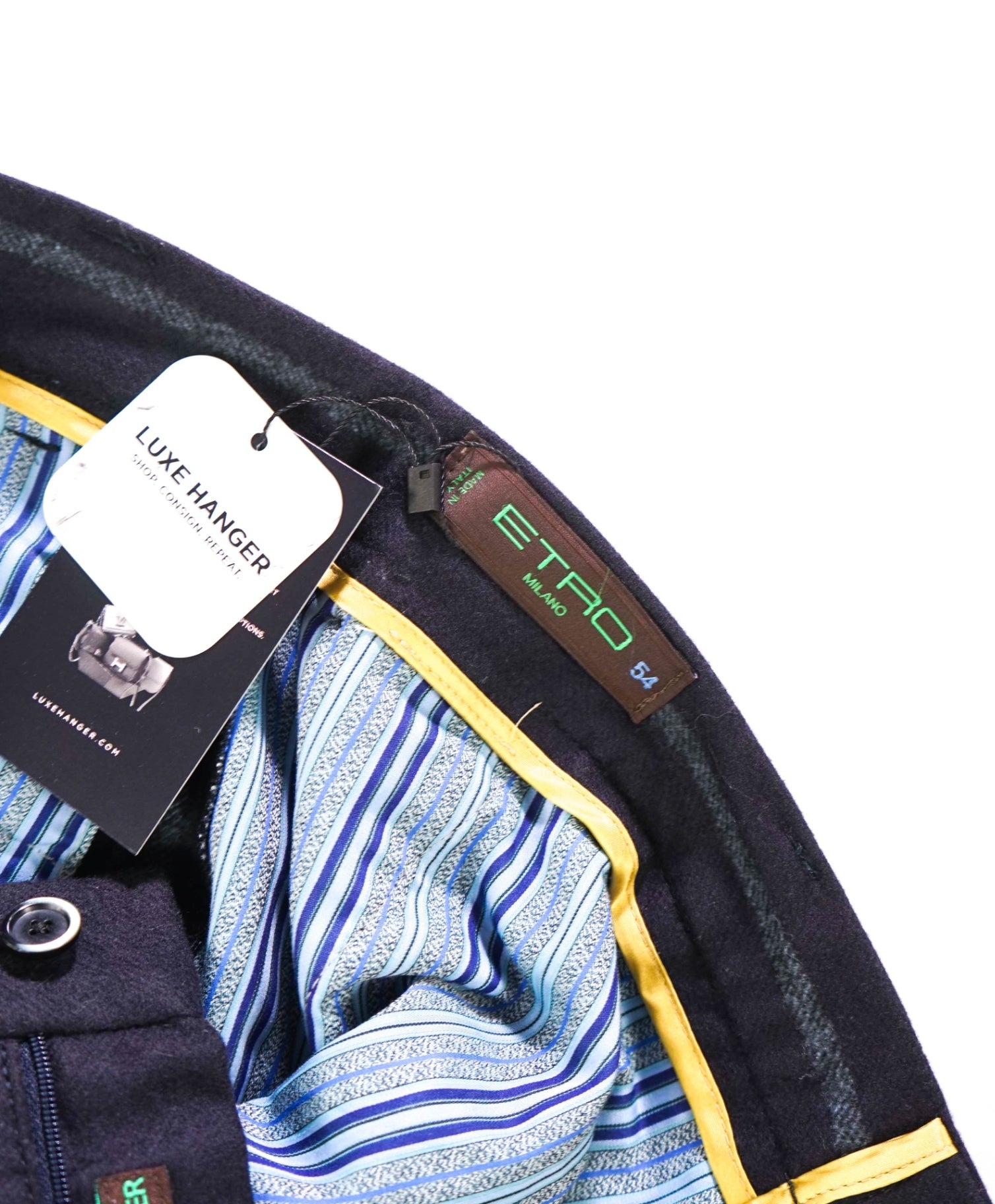 $1,000 ETRO - Navy Blue Stripes Flannel Jogger Pants - 34W