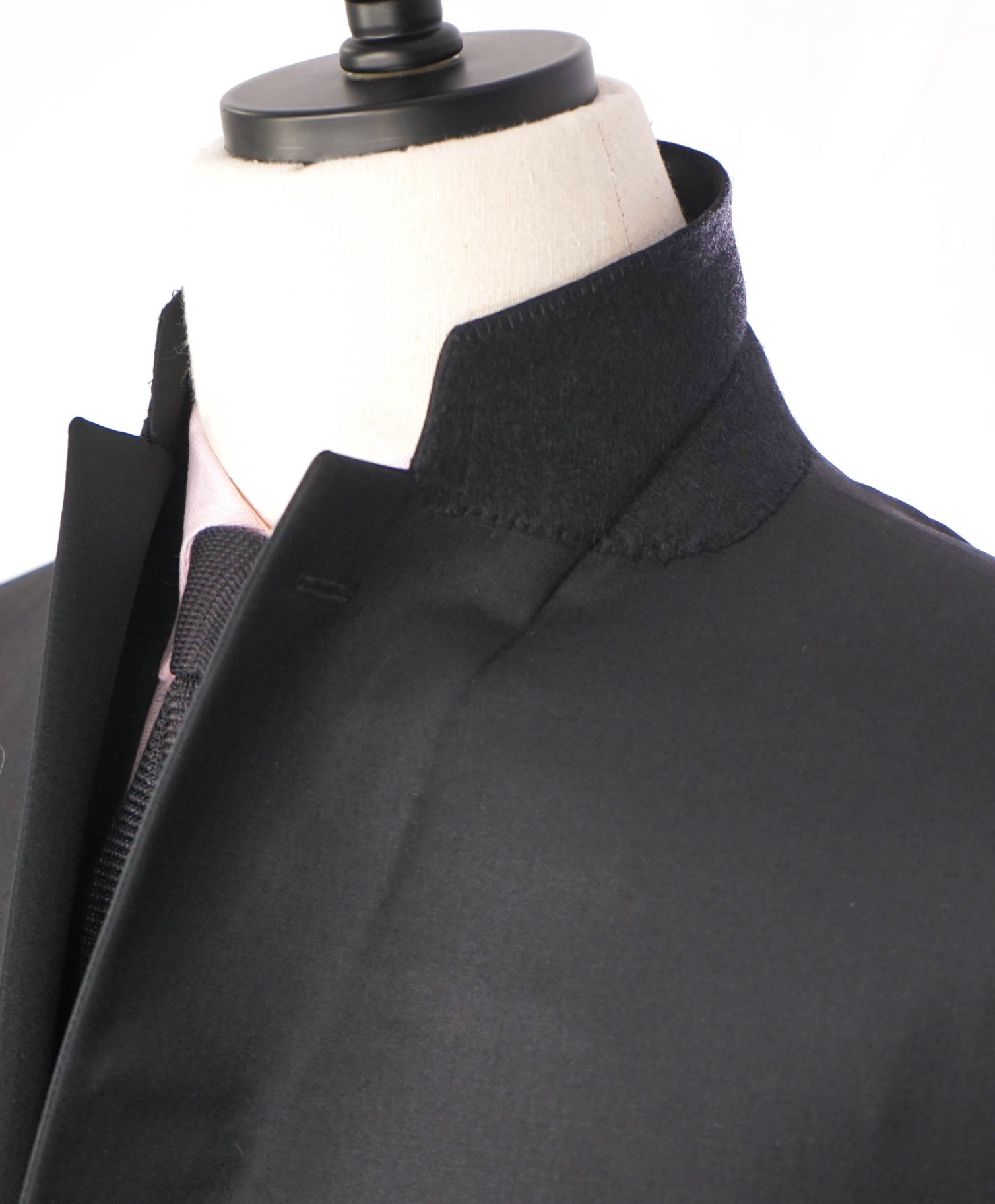 $2,195 CANALI - Solid Black Wool Tuxedo Suit - 42R