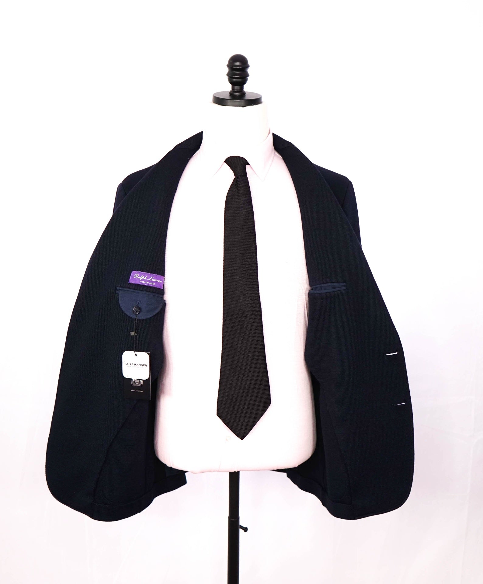 $2,495 RALPH LAUREN PURPLE LABEL - Navy Waffle Knit Wool Blazer - 42R