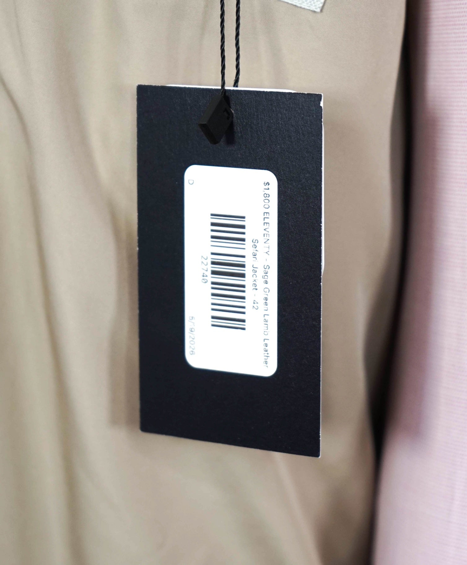 $1,800 ELEVENTY - Sage Green Lamb Leather Sefari Jacket - 42