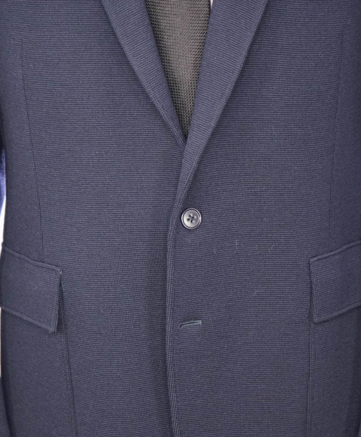 $2,495 RALPH LAUREN PURPLE LABEL - Navy Waffle Knit Wool Blazer - 42R