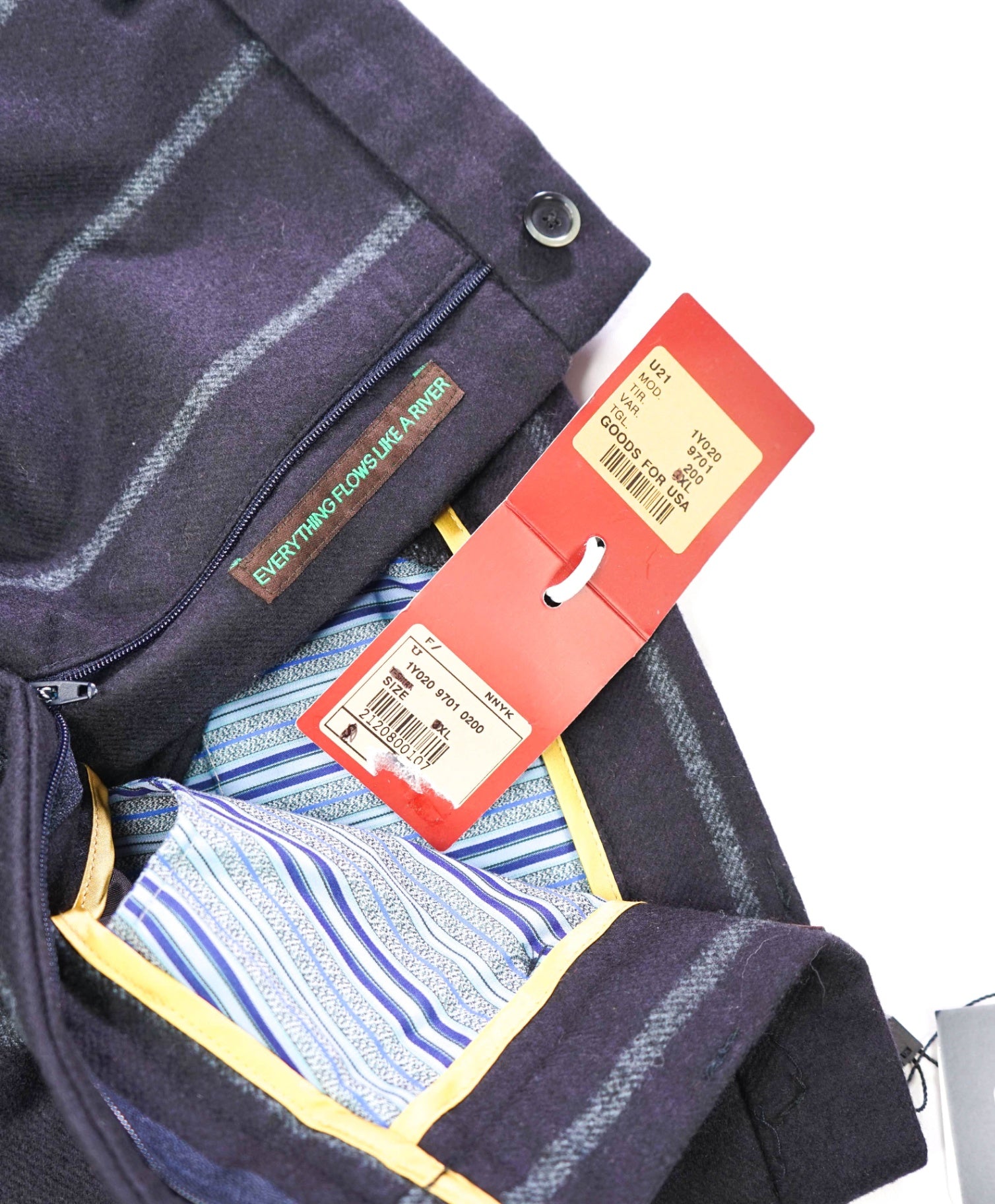 $1,000 ETRO - Navy Blue Stripes Flannel Jogger Pants - 34W