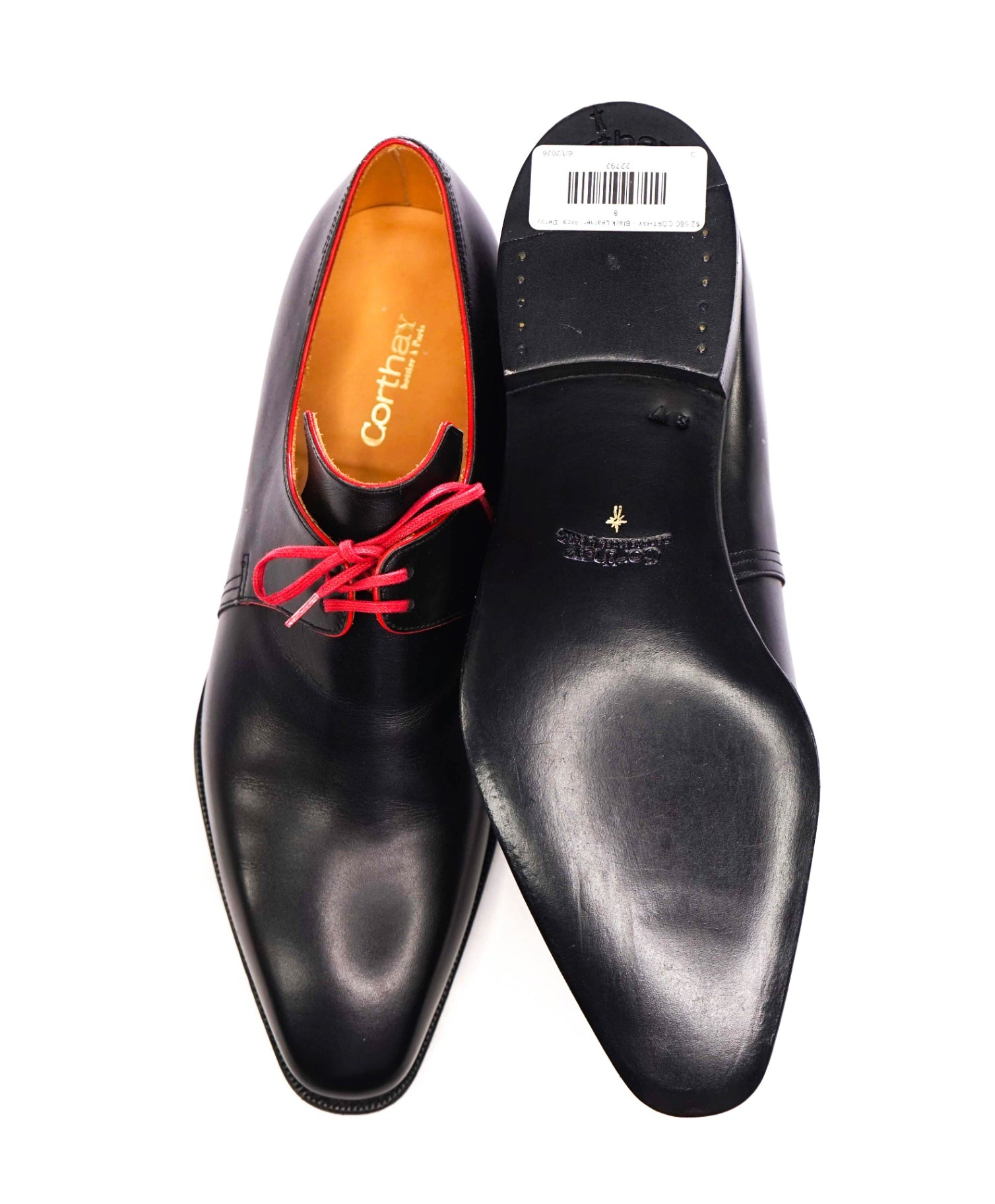 $2,580 CORTHAY - Black Leather "Arca" Derby - 8