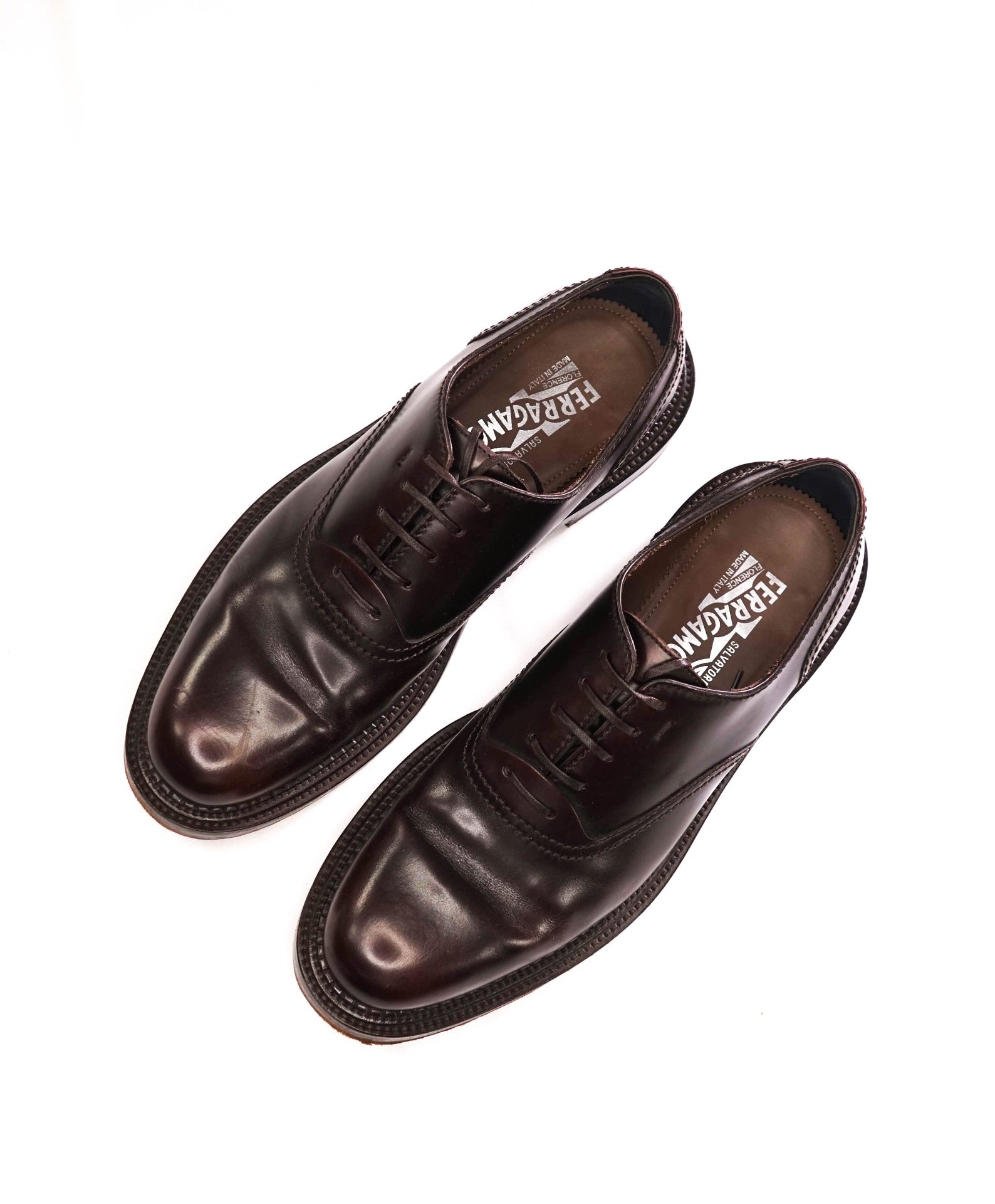 $1,095 FERRAGAMO - Brown Leather Oxfords - 9.5 D