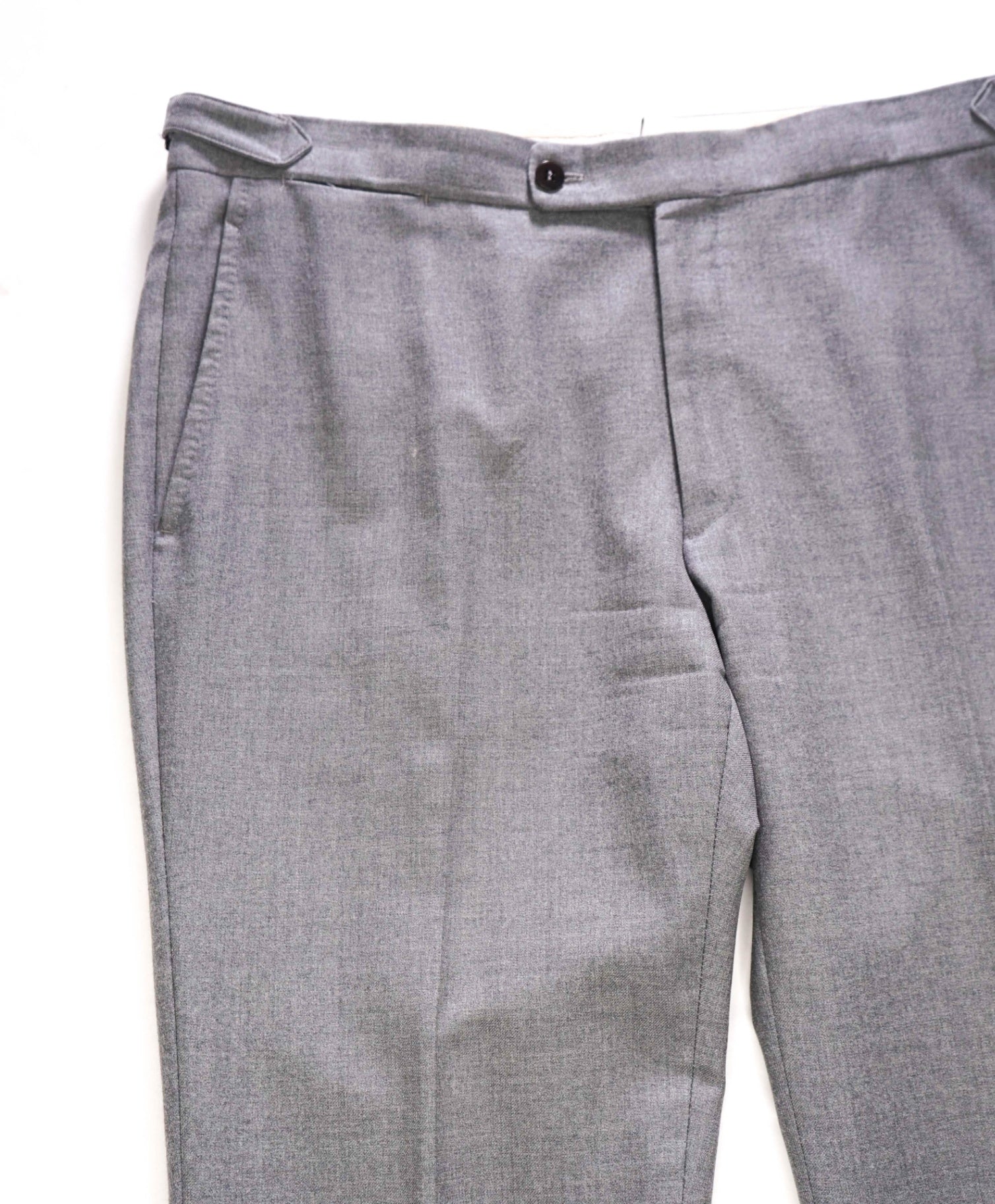 $995 ISAIA - Light Gray Flannel *Side Tabs* Pants - 36W