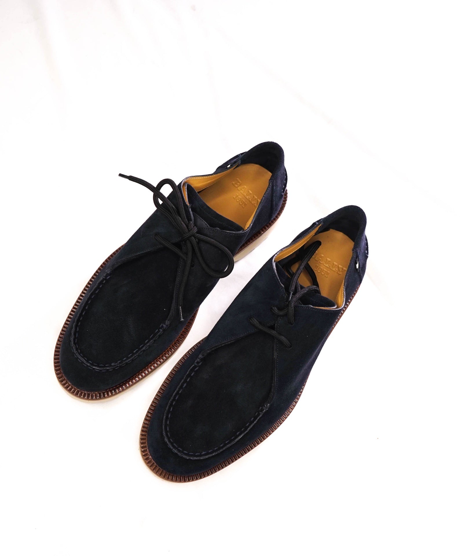 $820 BALLY - Navy Blue Suede Derby - US 10 (9UK)